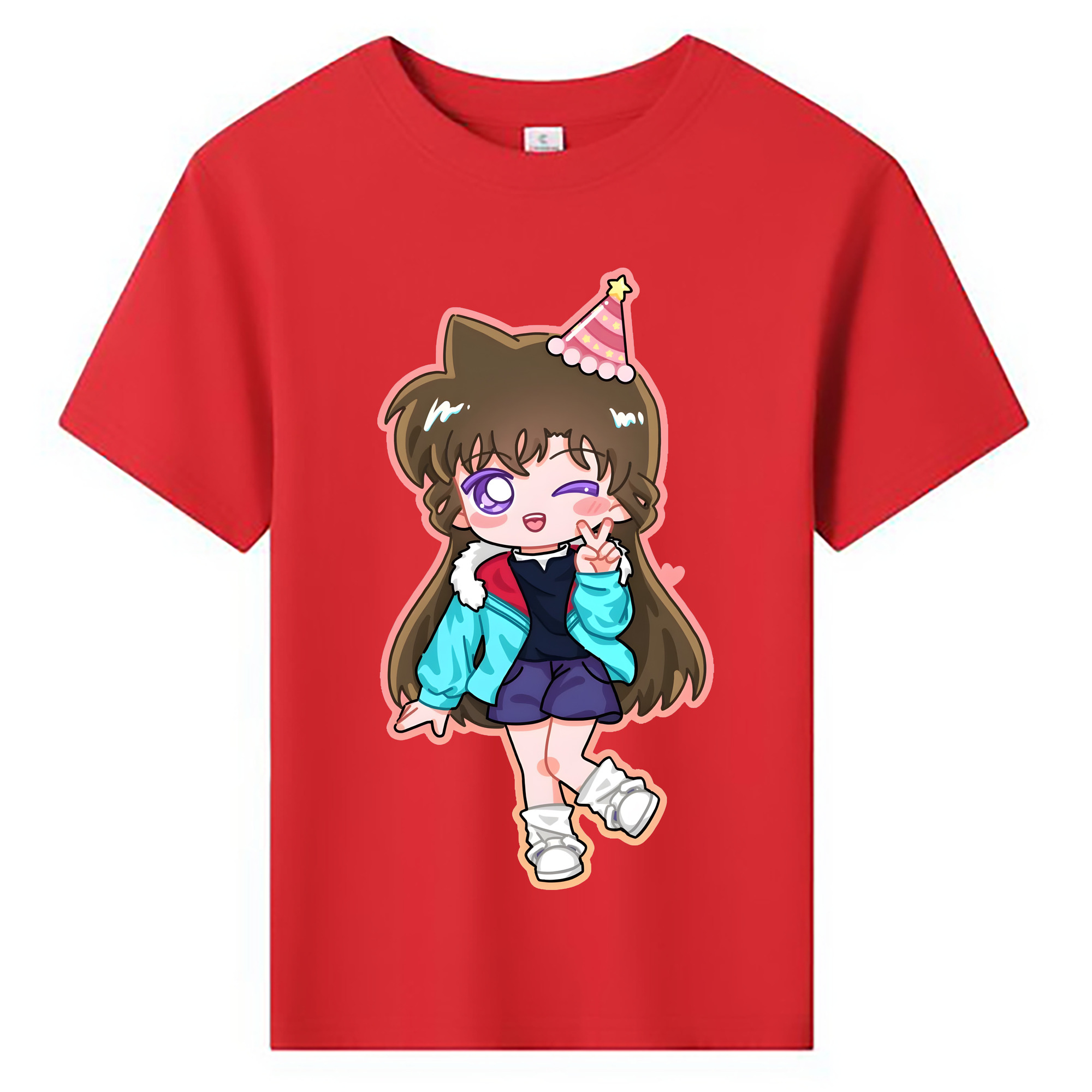 （画像用） 名探偵コナン 毛利 蘭 もうり らん、モーリ ラン Detective Conan Rachel Moore 綿100％キッズTシャツ（フロントプリント）