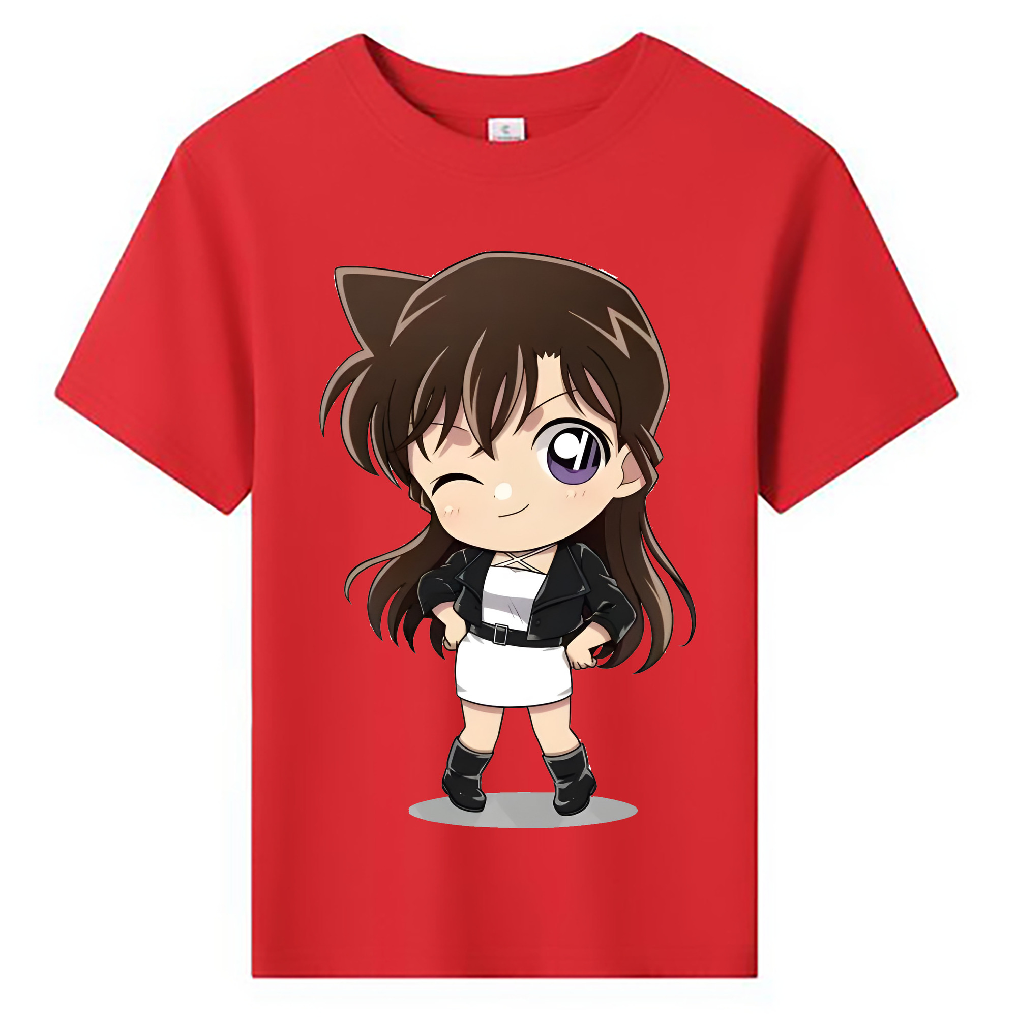 （画像用） 名探偵コナン 毛利 蘭 もうり らん、モーリ ラン Detective Conan Rachel Moore 綿100％キッズTシャツ（フロントプリント）