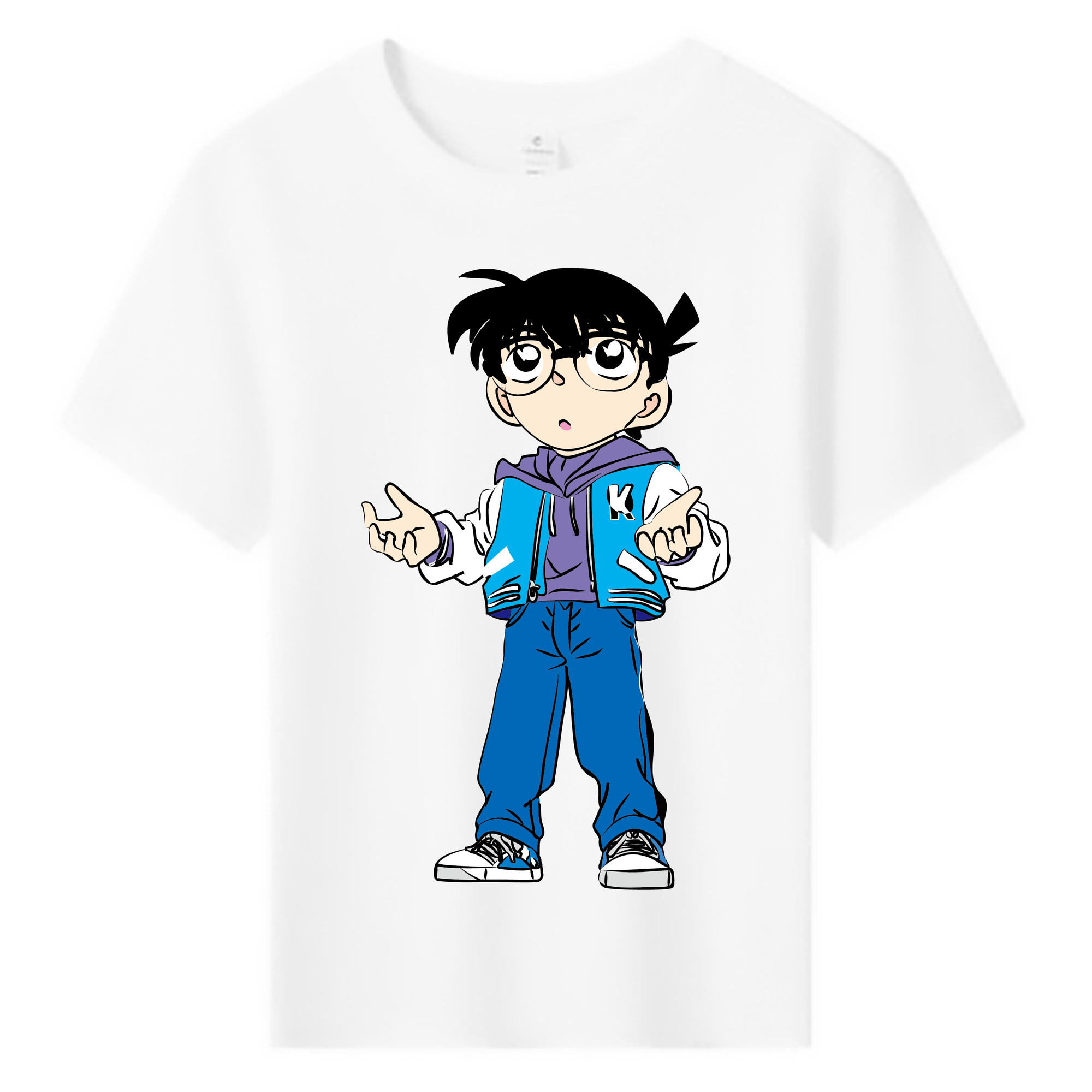（画像用） 名探偵コナン 江戸川 コナン Detective Conan Conan Edogawa 綿100％キッズTシャツ（フロントプリント）