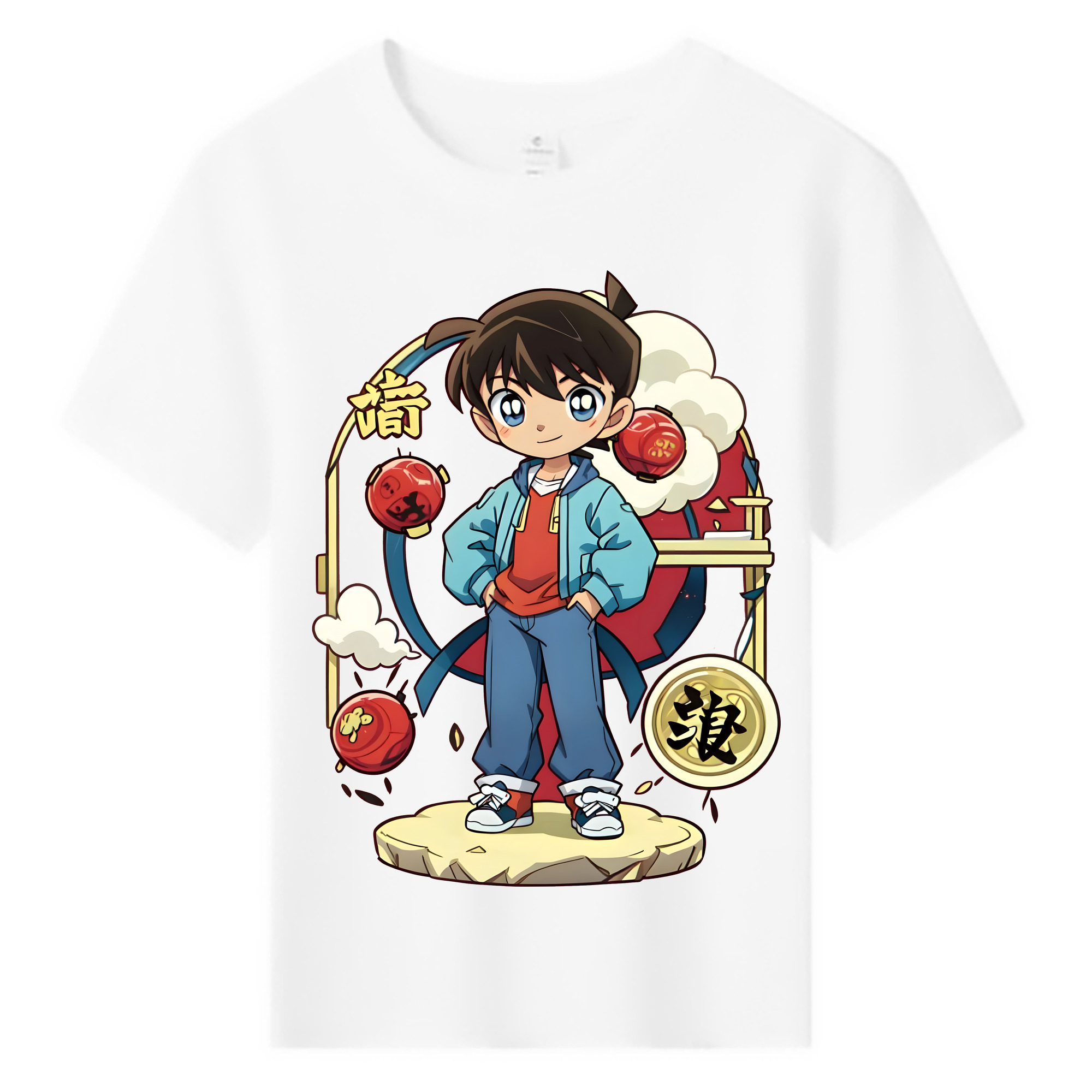 （画像用） 名探偵コナン 江戸川 コナン Detective Conan Conan Edogawa 綿100％キッズTシャツ（フロントプリント）