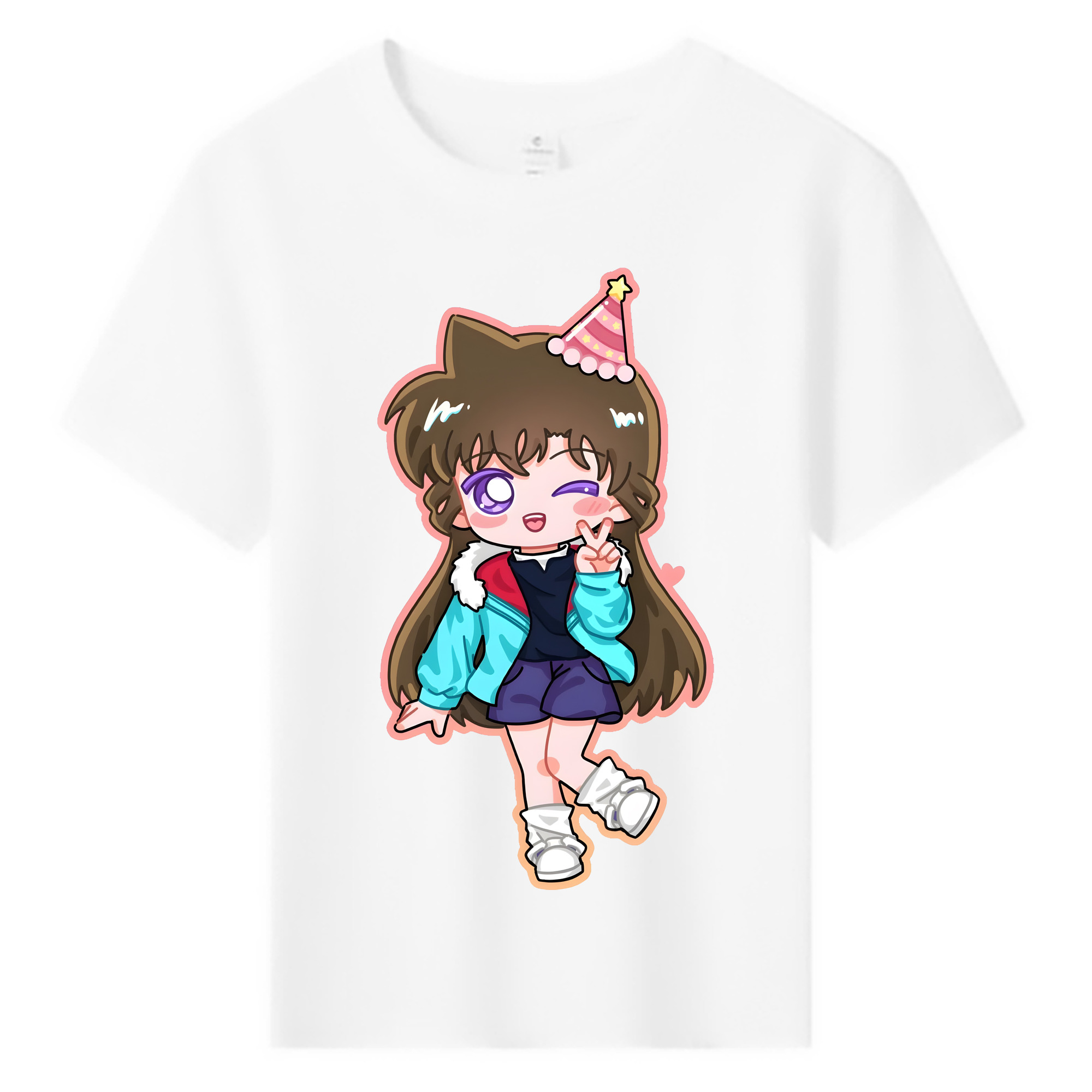 （画像用） 名探偵コナン 毛利 蘭 もうり らん、モーリ ラン Detective Conan Rachel Moore 綿100％キッズTシャツ（フロントプリント）