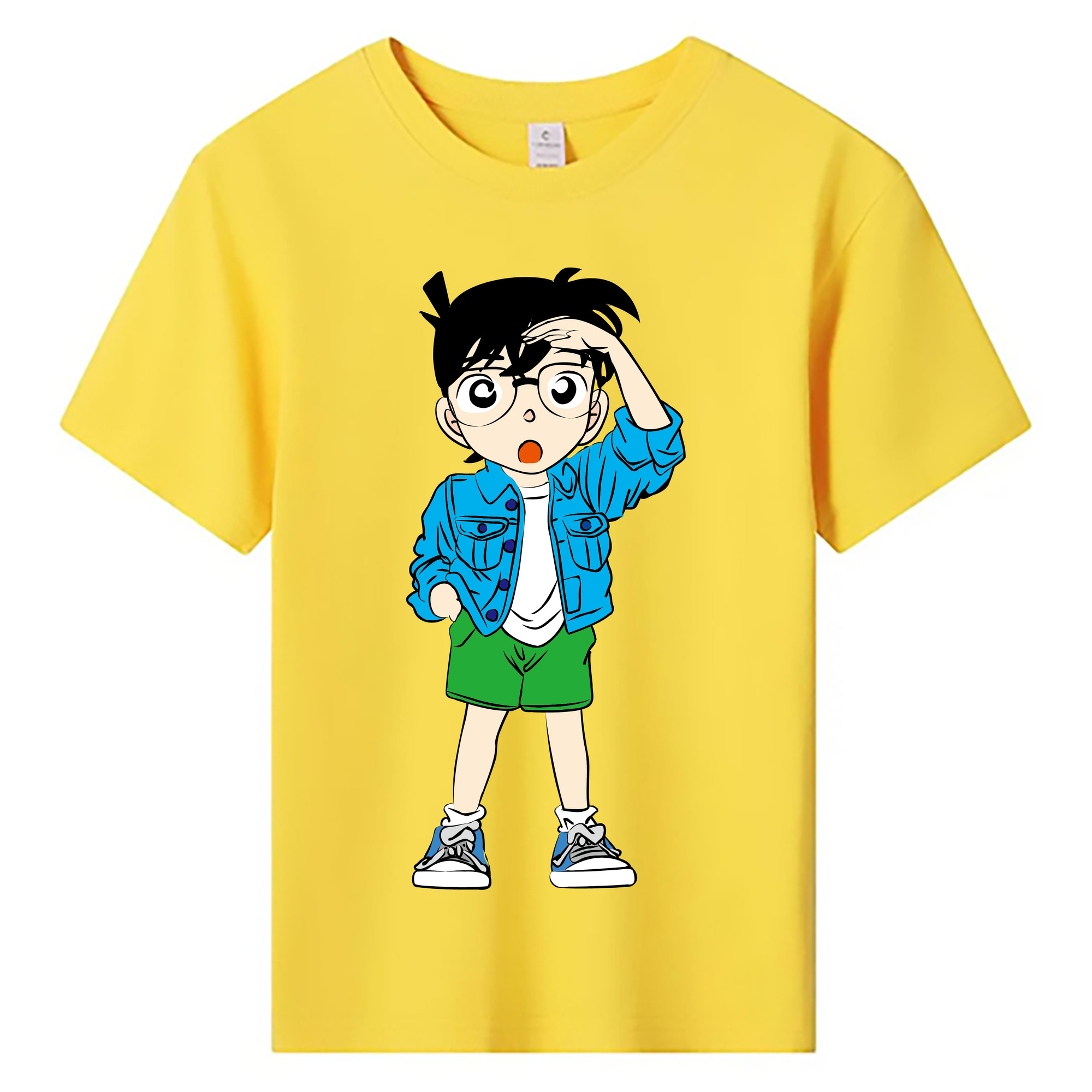 （画像用） 名探偵コナン 江戸川 コナン Detective Conan Conan Edogawa 綿100％キッズTシャツ（フロントプリント）