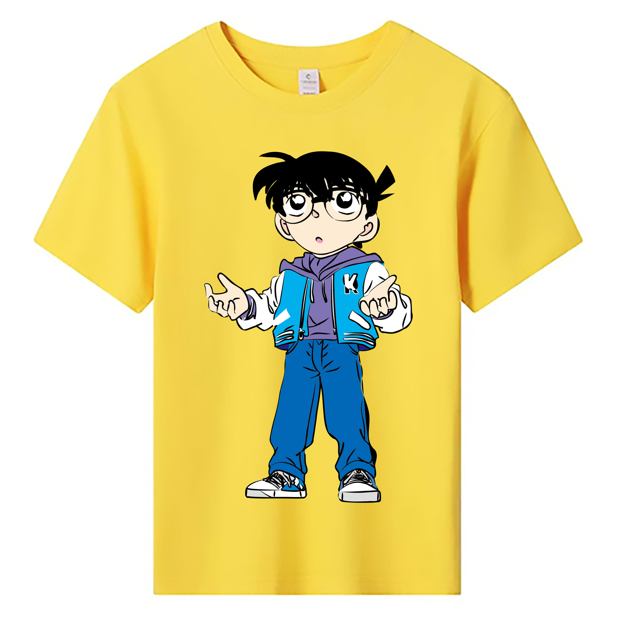 （画像用） 名探偵コナン 江戸川 コナン Detective Conan Conan Edogawa 綿100％キッズTシャツ（フロントプリント）