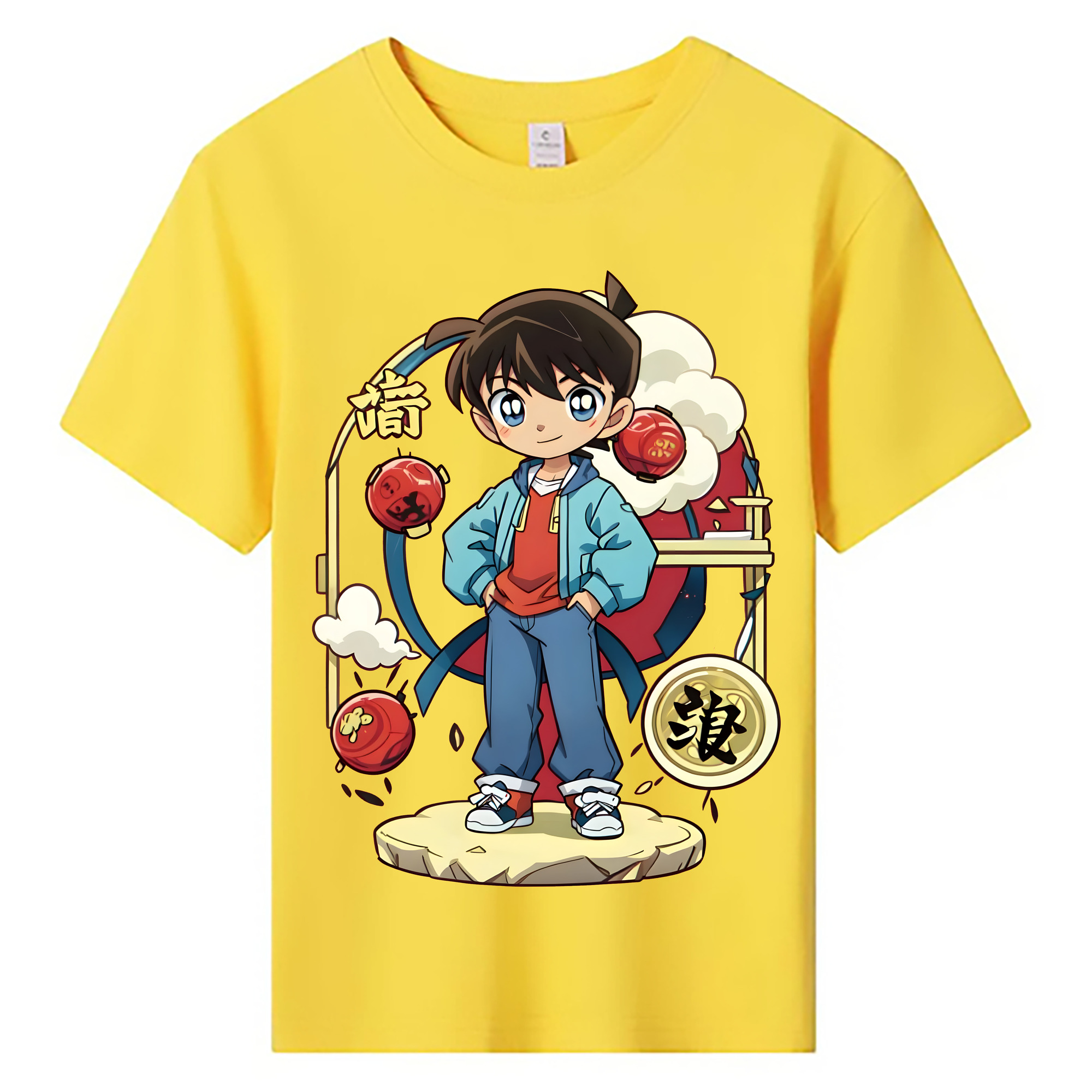（画像用） 名探偵コナン 江戸川 コナン Detective Conan Conan Edogawa 綿100％キッズTシャツ（フロントプリント）
