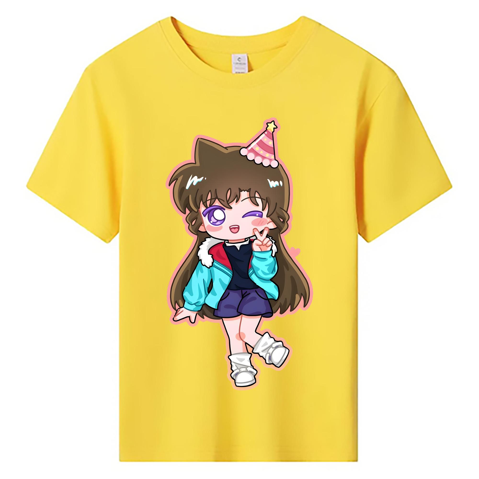 （画像用） 名探偵コナン 毛利 蘭 もうり らん、モーリ ラン Detective Conan Rachel Moore 綿100％キッズTシャツ（フロントプリント）