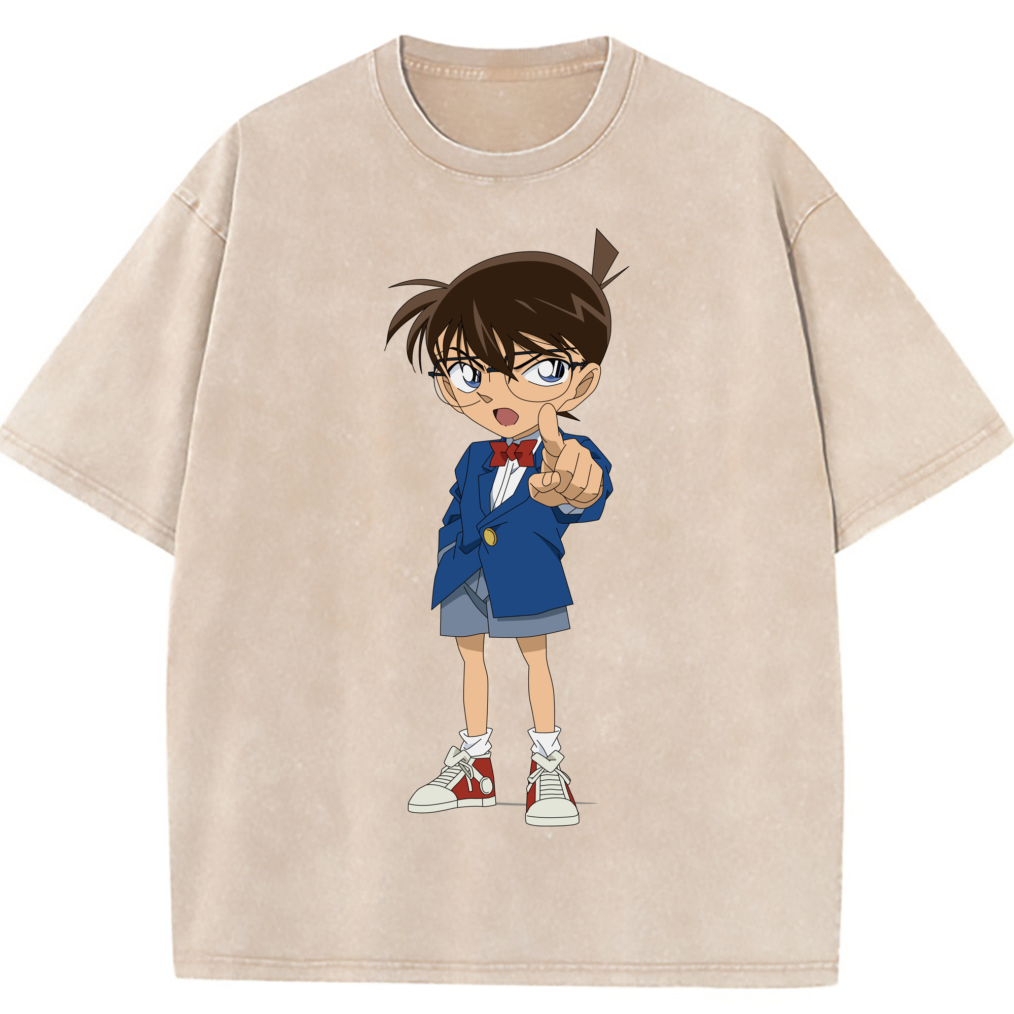 （画像用） 名探偵コナン 江戸川 コナン Detective Conan Conan Edogawa 綿100% ヴィンテージ風 半袖Tシャツ（フロントプリント）