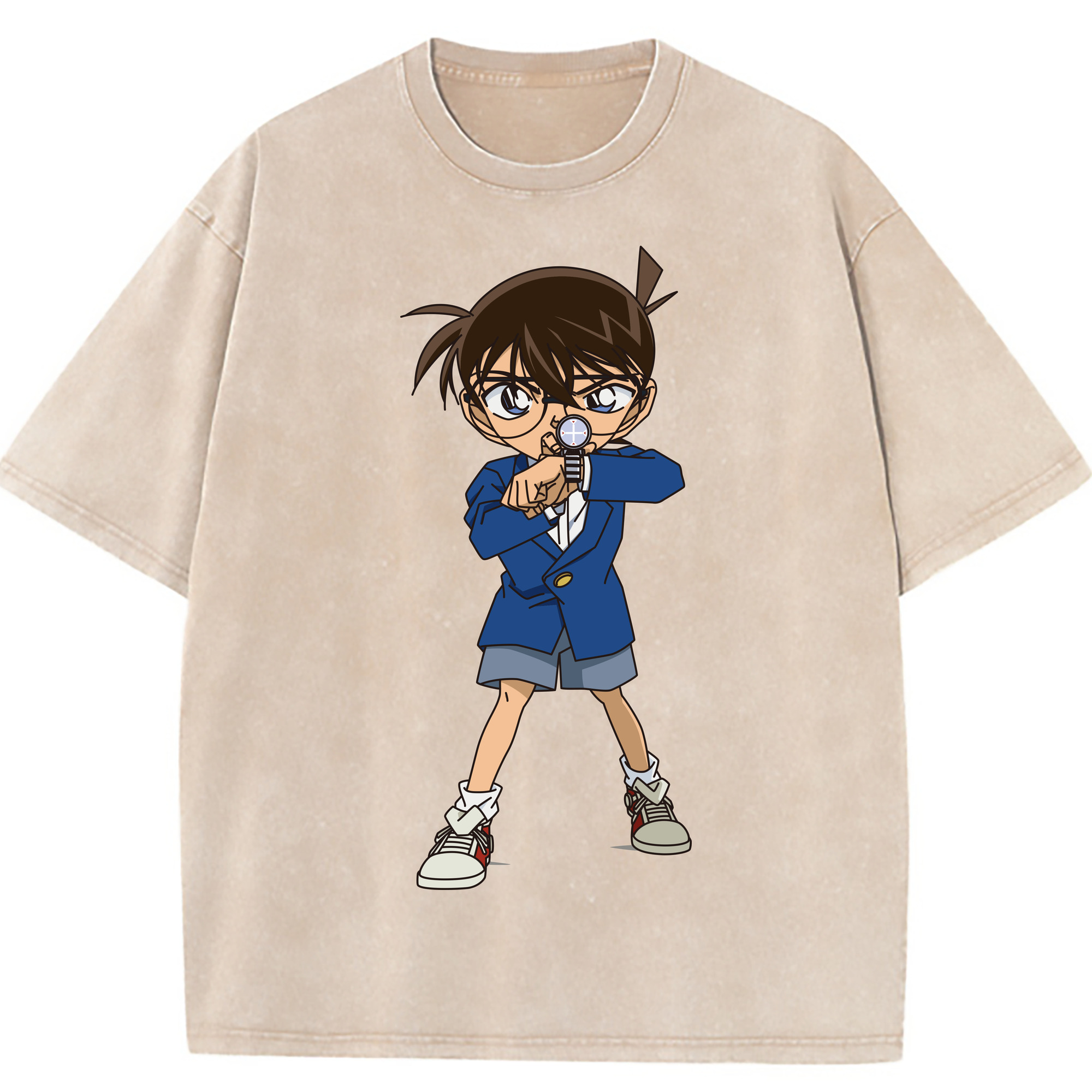 （画像用） 名探偵コナン 江戸川 コナン Detective Conan Conan Edogawa 綿100% ヴィンテージ風 半袖Tシャツ（フロントプリント）