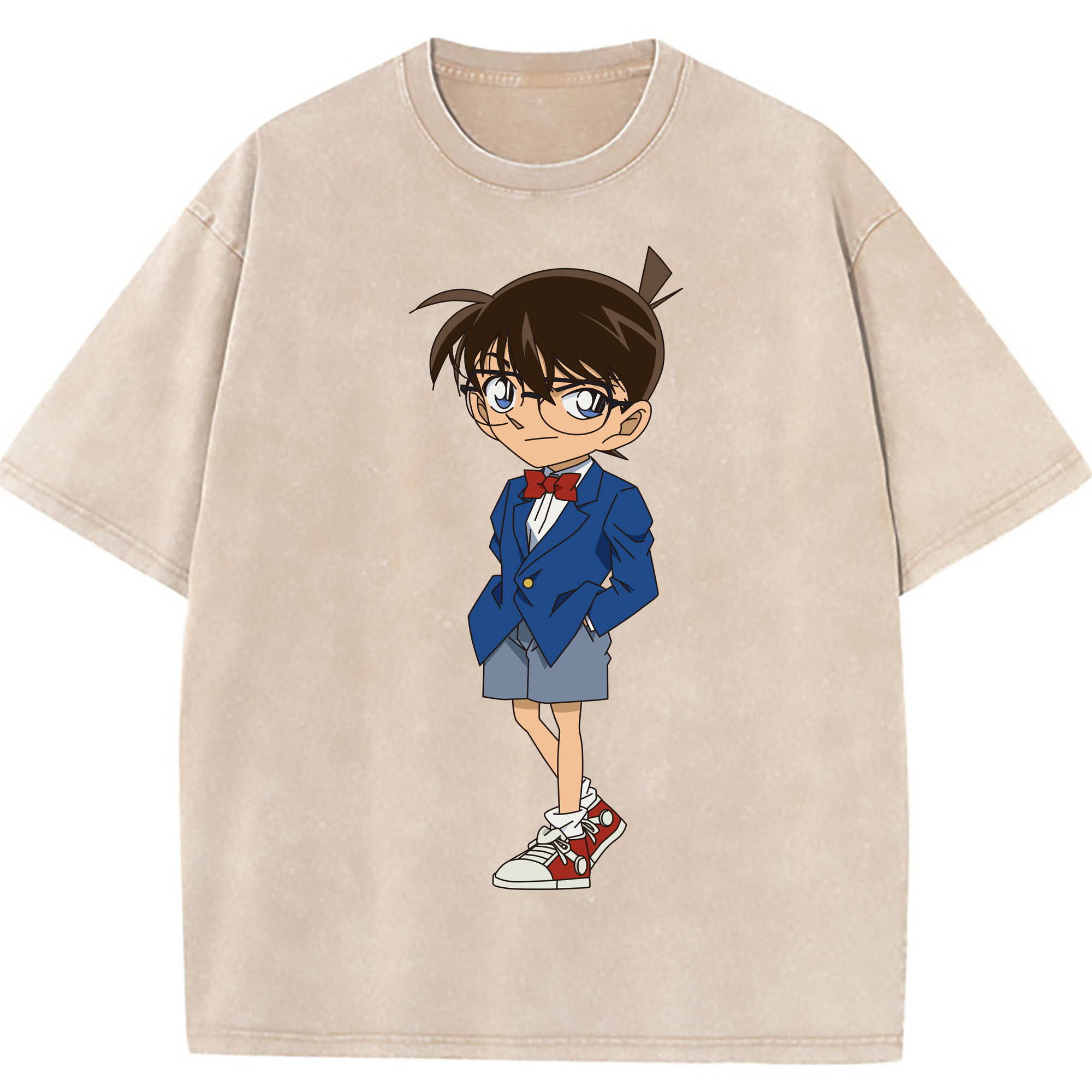 （画像用） 名探偵コナン 江戸川 コナン Detective Conan Conan Edogawa 綿100% ヴィンテージ風 半袖Tシャツ（フロントプリント）