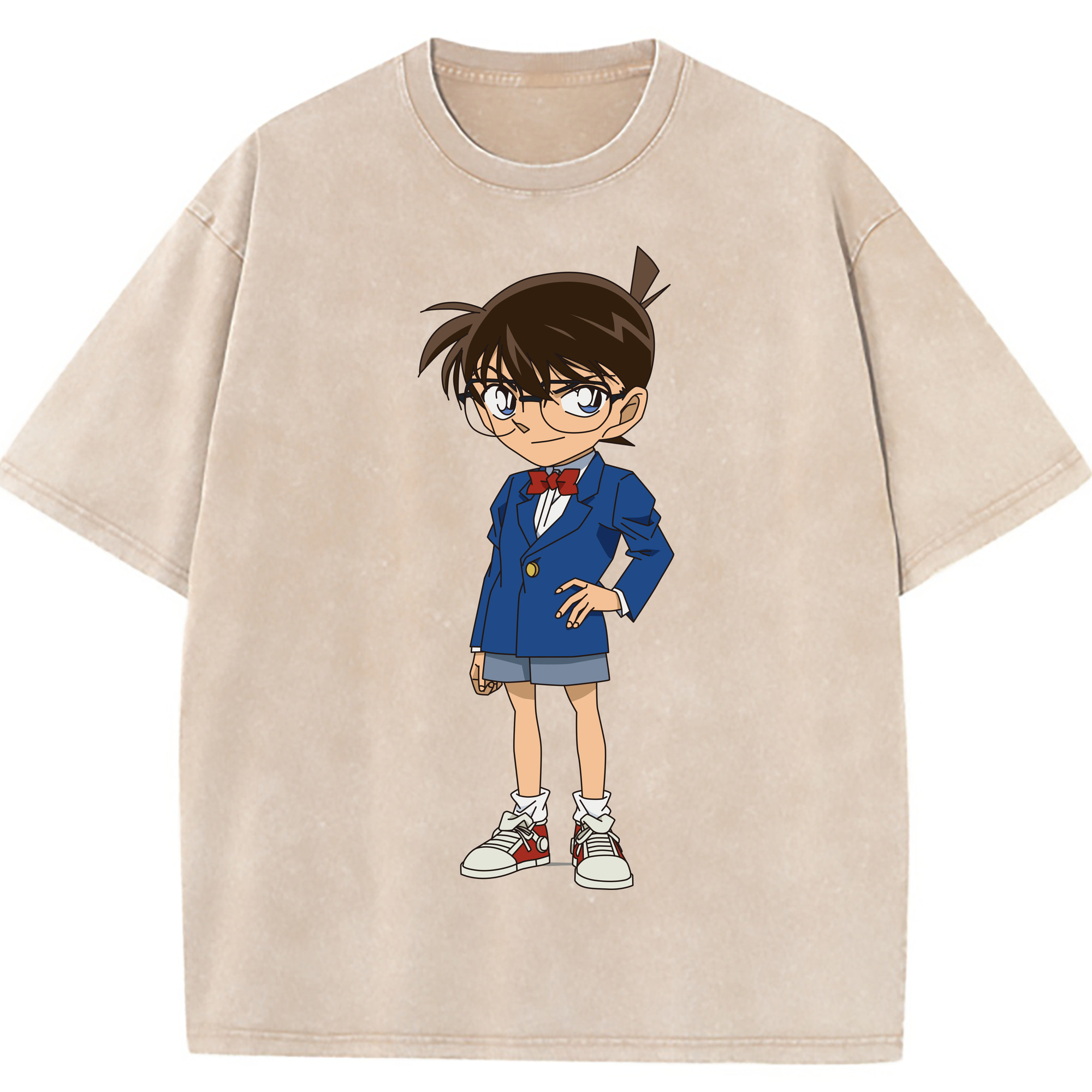 （画像用） 名探偵コナン 江戸川 コナン Detective Conan Conan Edogawa 綿100% ヴィンテージ風 半袖Tシャツ（フロントプリント）