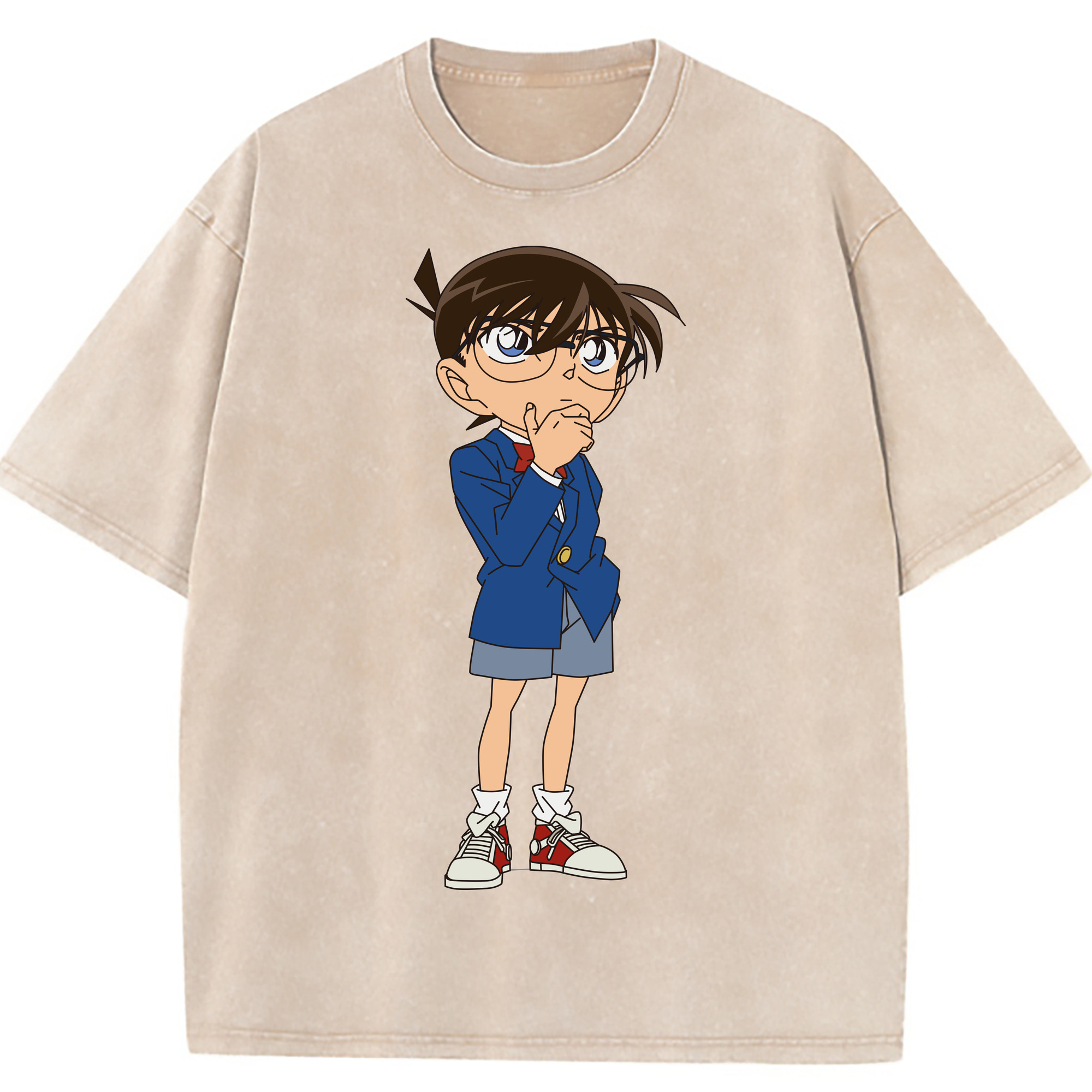 （画像用） 名探偵コナン 江戸川 コナン Detective Conan Conan Edogawa 綿100% ヴィンテージ風 半袖Tシャツ（フロントプリント）