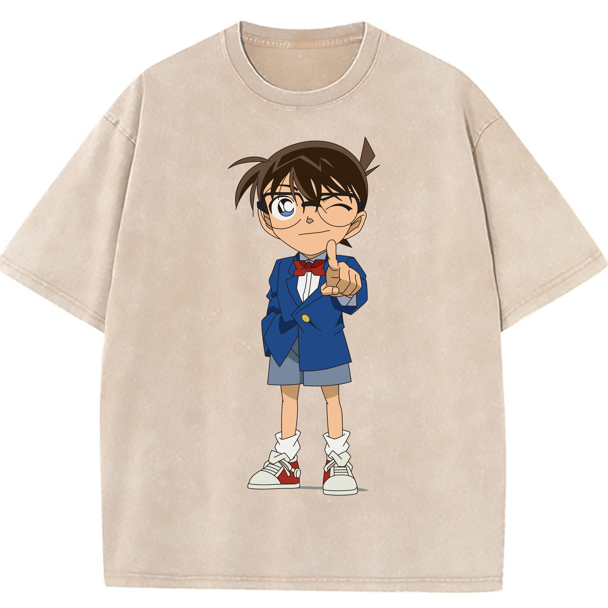（画像用） 名探偵コナン 江戸川 コナン Detective Conan Conan Edogawa 綿100% ヴィンテージ風 半袖Tシャツ（フロントプリント）