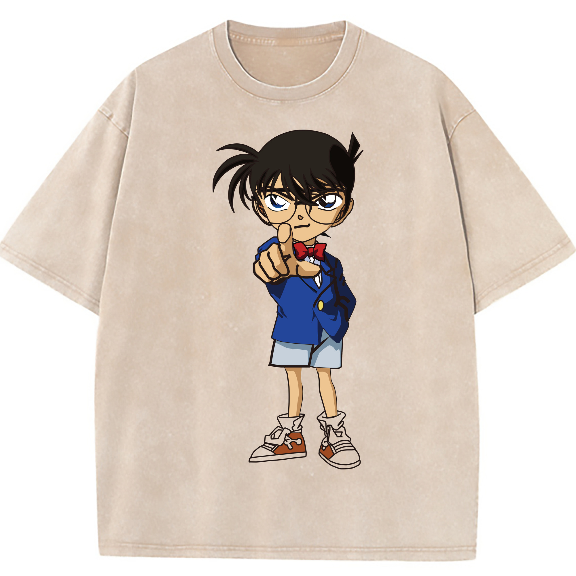 （画像用） 名探偵コナン 江戸川 コナン Detective Conan Conan Edogawa 綿100% ヴィンテージ風 半袖Tシャツ（フロントプリント）