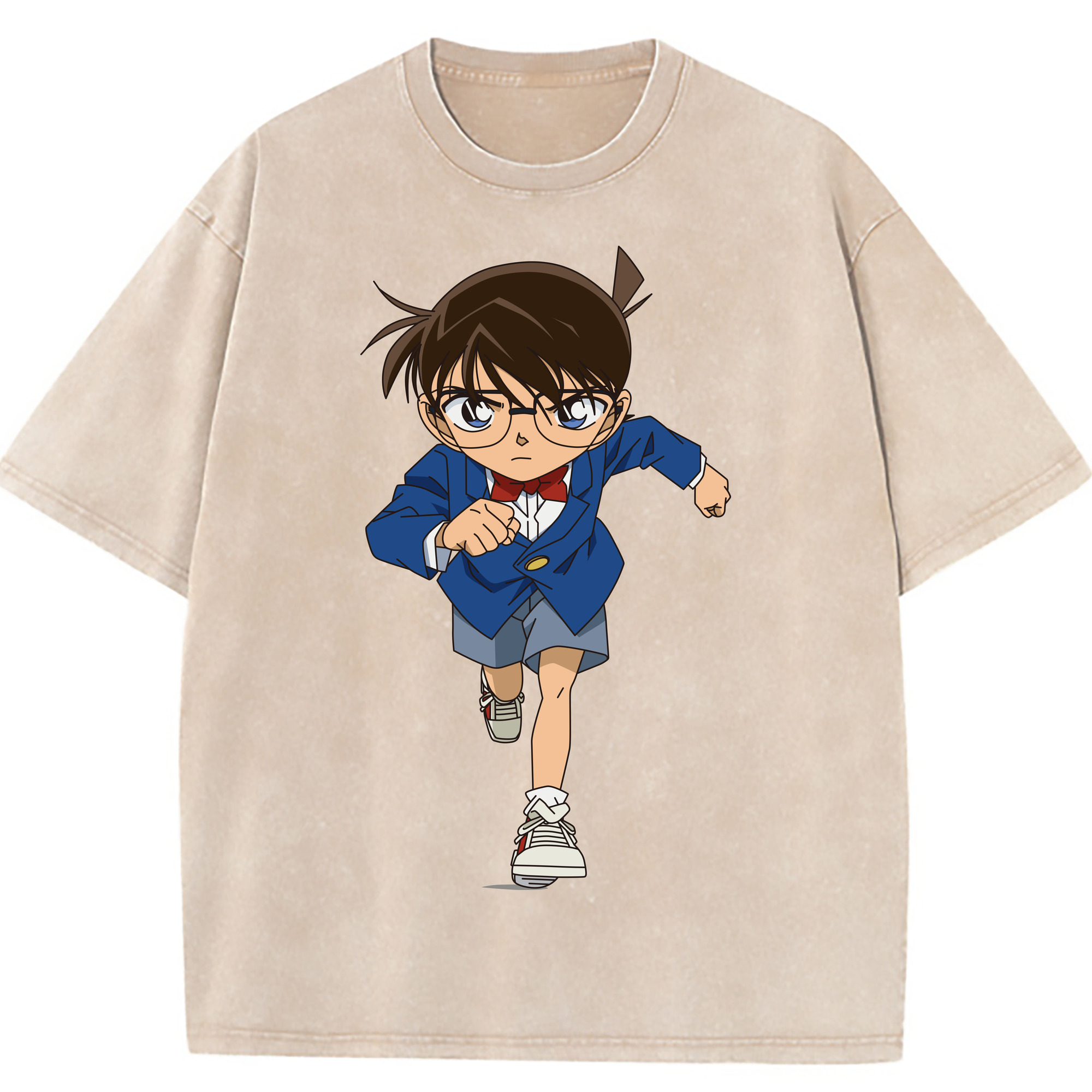 （画像用） 名探偵コナン 江戸川 コナン Detective Conan Conan Edogawa 綿100% ヴィンテージ風 半袖Tシャツ（フロントプリント）