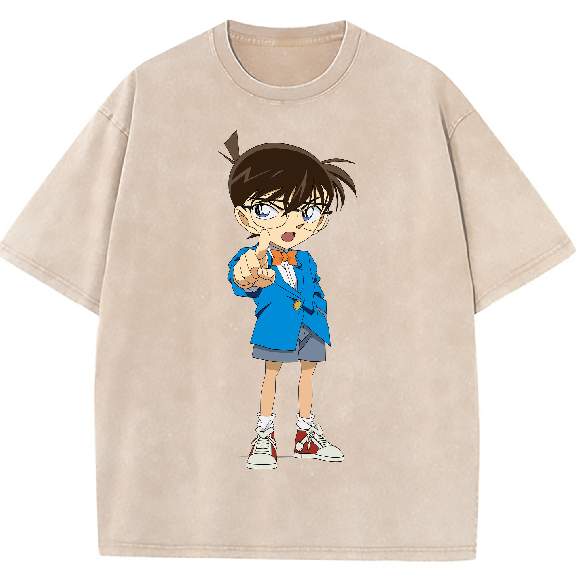 （画像用） 名探偵コナン 江戸川 コナン Detective Conan Conan Edogawa 綿100% ヴィンテージ風 半袖Tシャツ（フロントプリント）