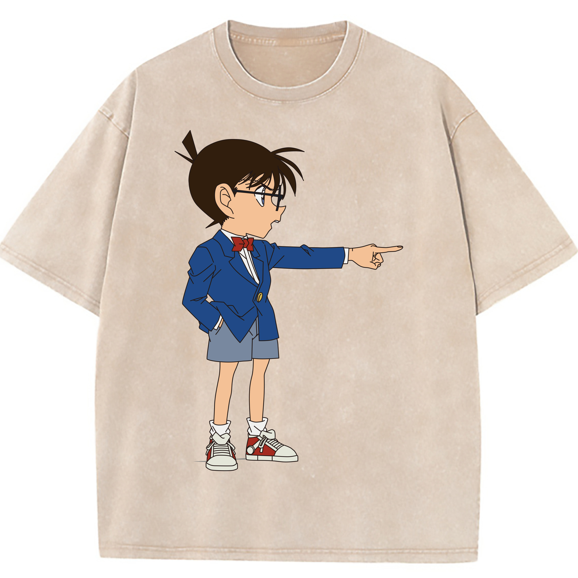 （画像用） 名探偵コナン 江戸川 コナン Detective Conan Conan Edogawa 綿100% ヴィンテージ風 半袖Tシャツ（フロントプリント）