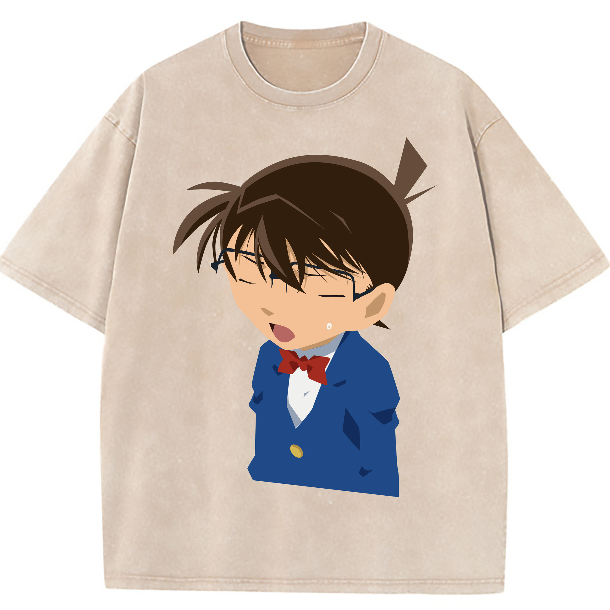 （画像用） 名探偵コナン 江戸川 コナン Detective Conan Conan Edogawa 綿100% ヴィンテージ風 半袖Tシャツ（フロントプリント）