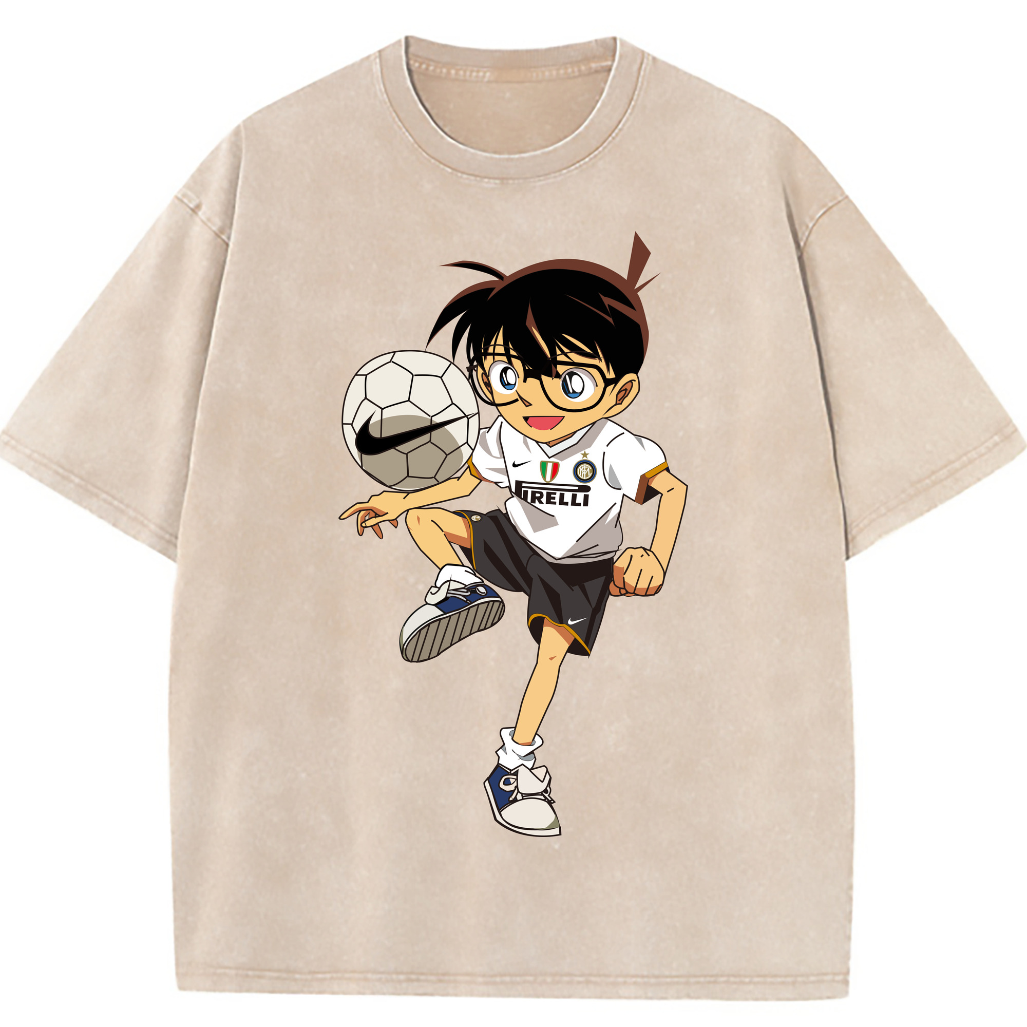 （画像用） 名探偵コナン 江戸川 コナン Detective Conan Conan Edogawa 綿100% ヴィンテージ風 半袖Tシャツ（フロントプリント）