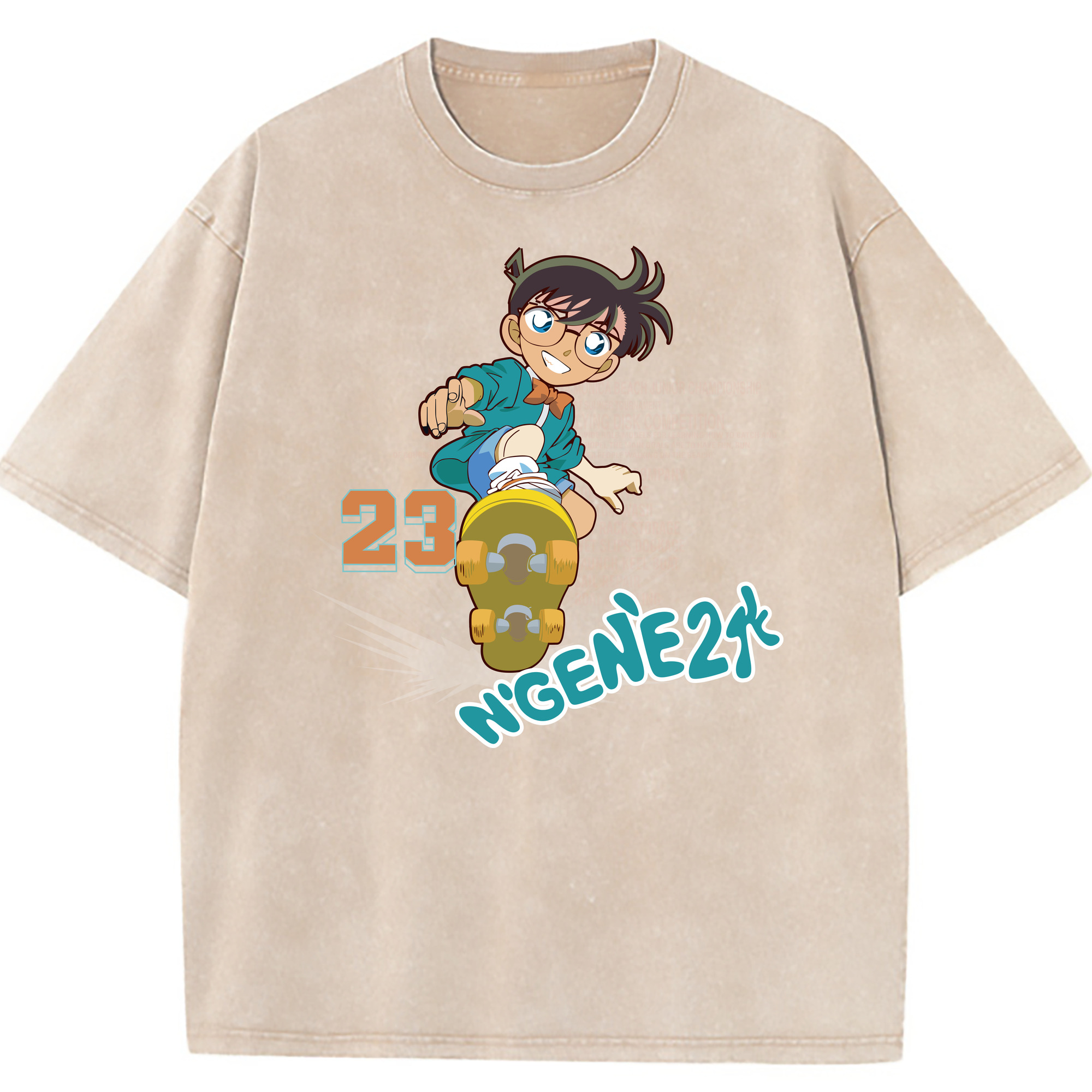 （画像用） 名探偵コナン 江戸川 コナン Detective Conan Conan Edogawa 綿100% ヴィンテージ風 半袖Tシャツ（フロントプリント）