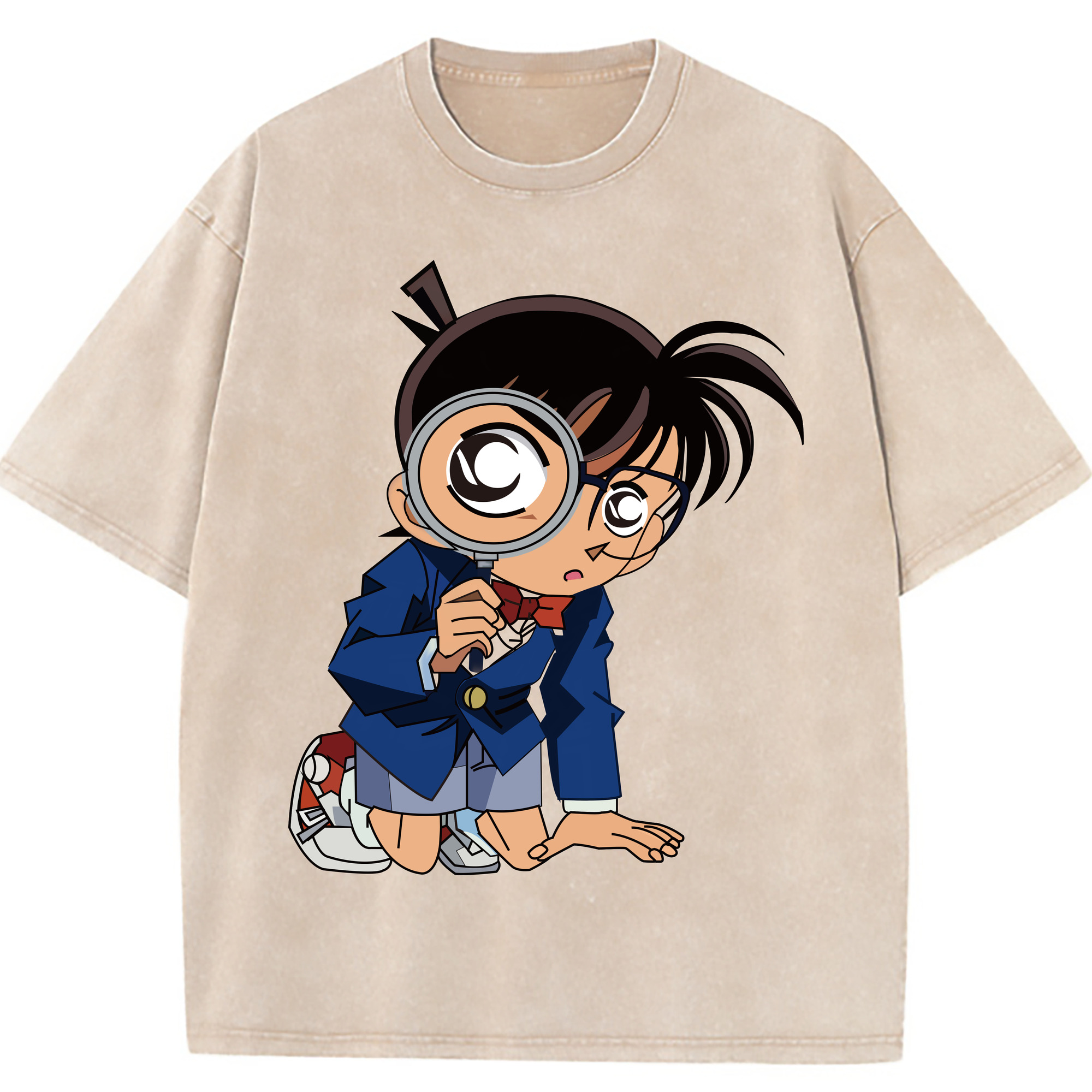 （画像用） 名探偵コナン 江戸川 コナン Detective Conan Conan Edogawa 綿100% ヴィンテージ風 半袖Tシャツ（フロントプリント）