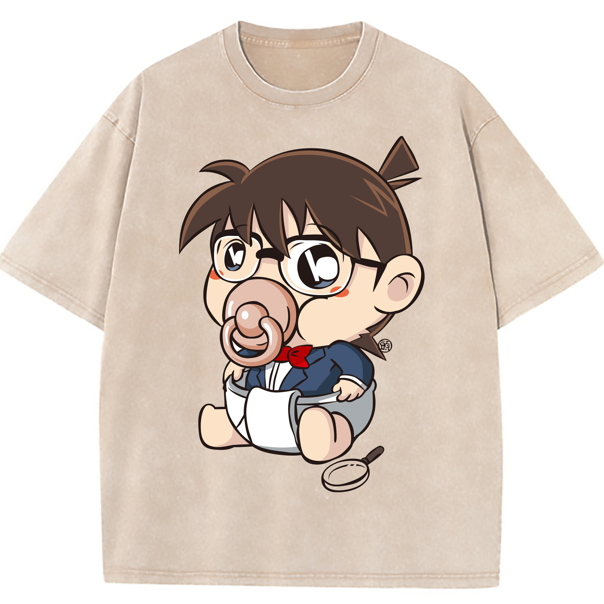 （画像用） 名探偵コナン 江戸川 コナン Detective Conan Conan Edogawa 綿100% ヴィンテージ風 半袖Tシャツ（フロントプリント）