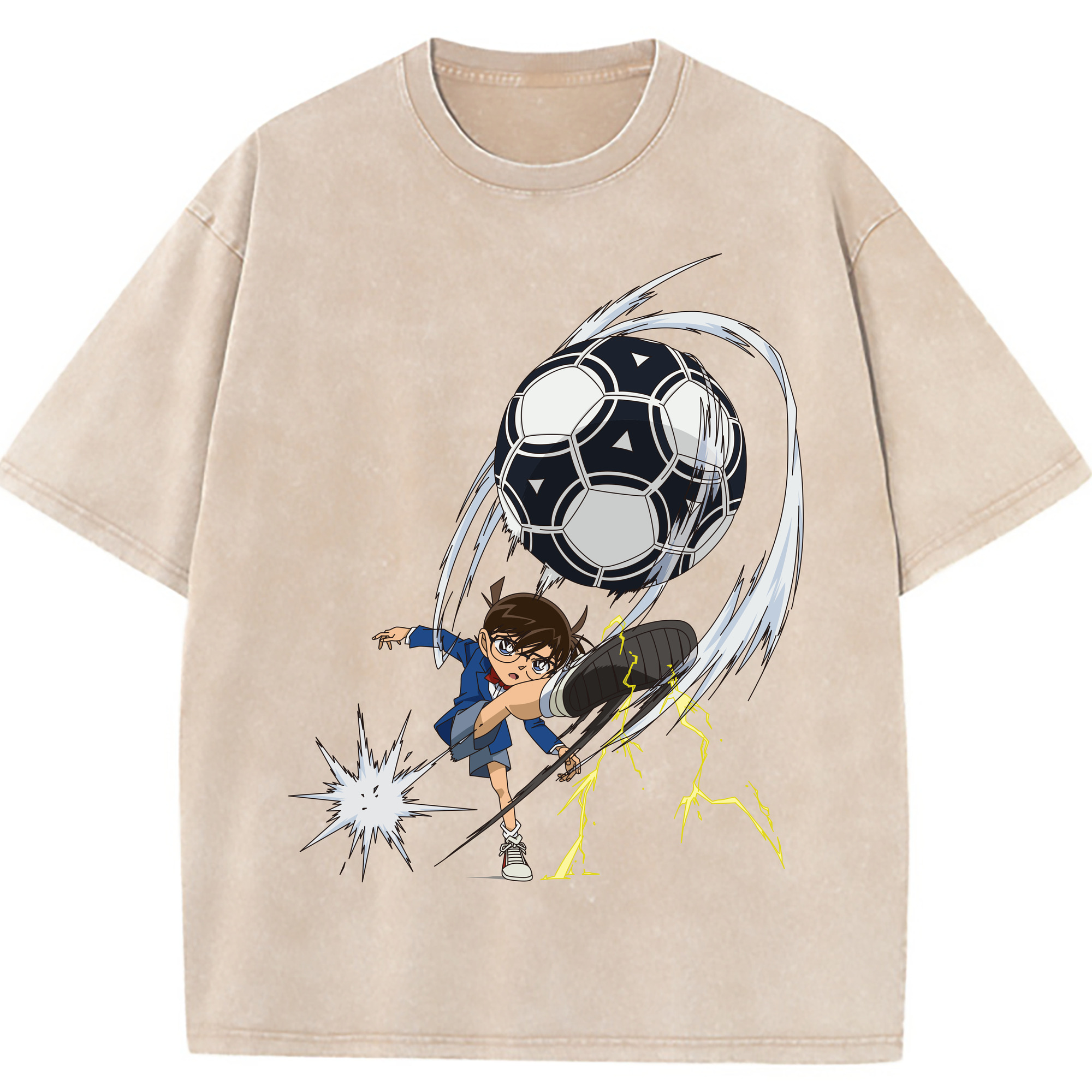 （画像用） 名探偵コナン 江戸川 コナン Detective Conan Conan Edogawa 綿100% ヴィンテージ風 半袖Tシャツ（フロントプリント）