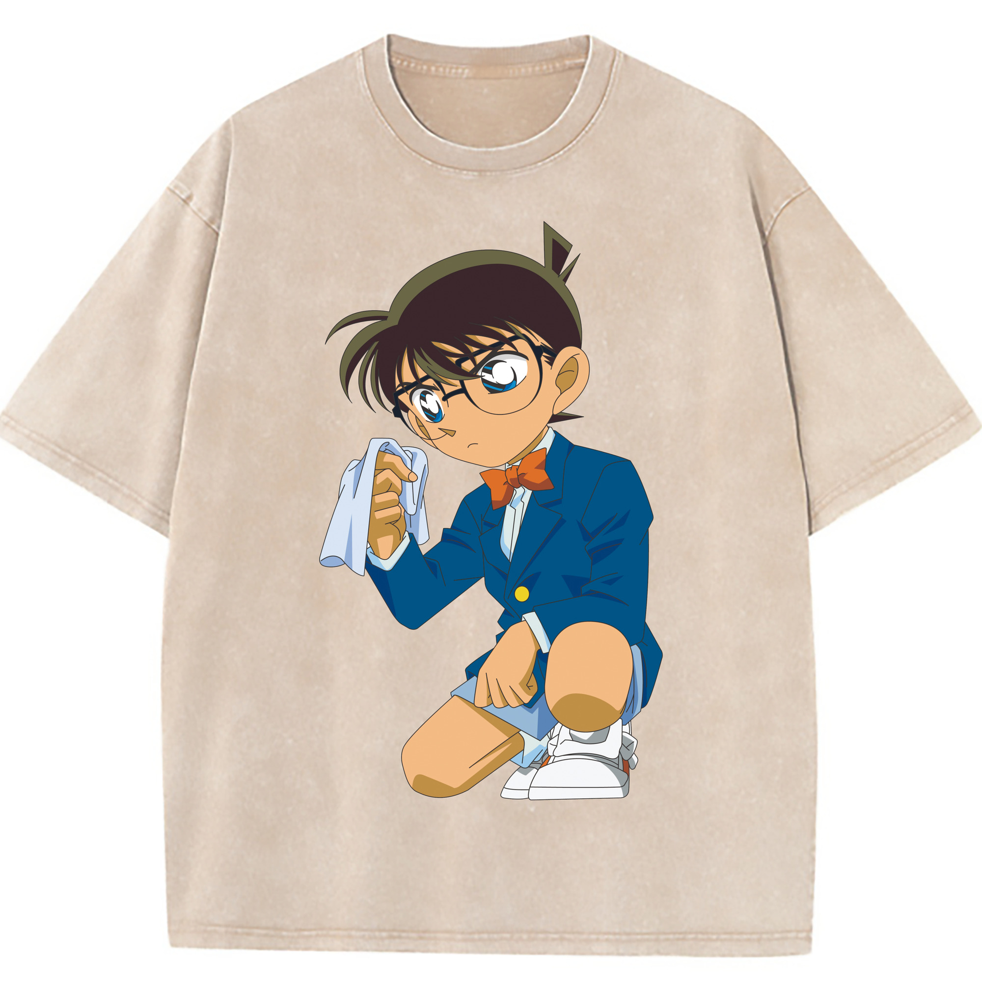 （画像用） 名探偵コナン 江戸川 コナン Detective Conan Conan Edogawa 綿100% ヴィンテージ風 半袖Tシャツ（フロントプリント）