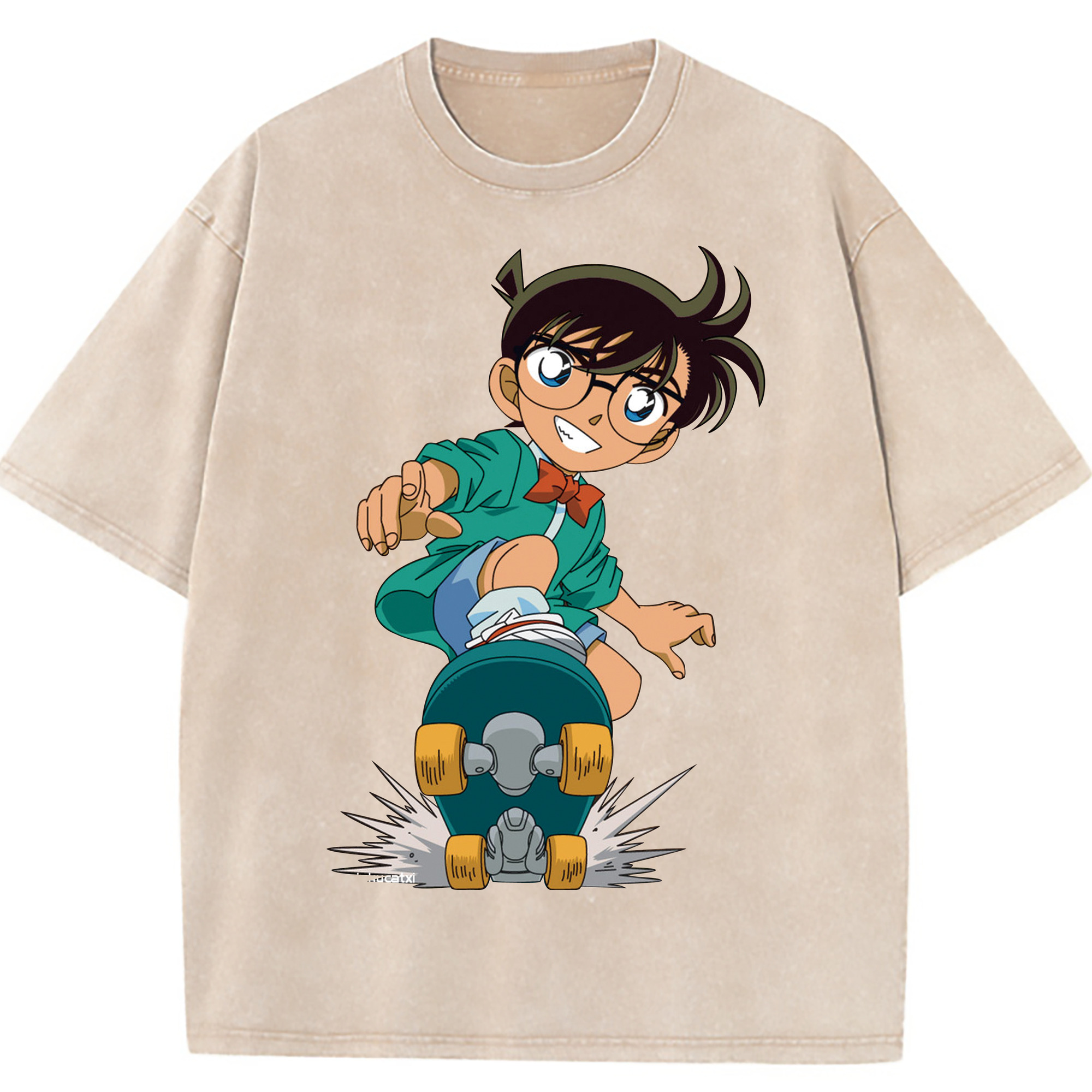 （画像用） 名探偵コナン 江戸川 コナン Detective Conan Conan Edogawa 綿100% ヴィンテージ風 半袖Tシャツ（フロントプリント）
