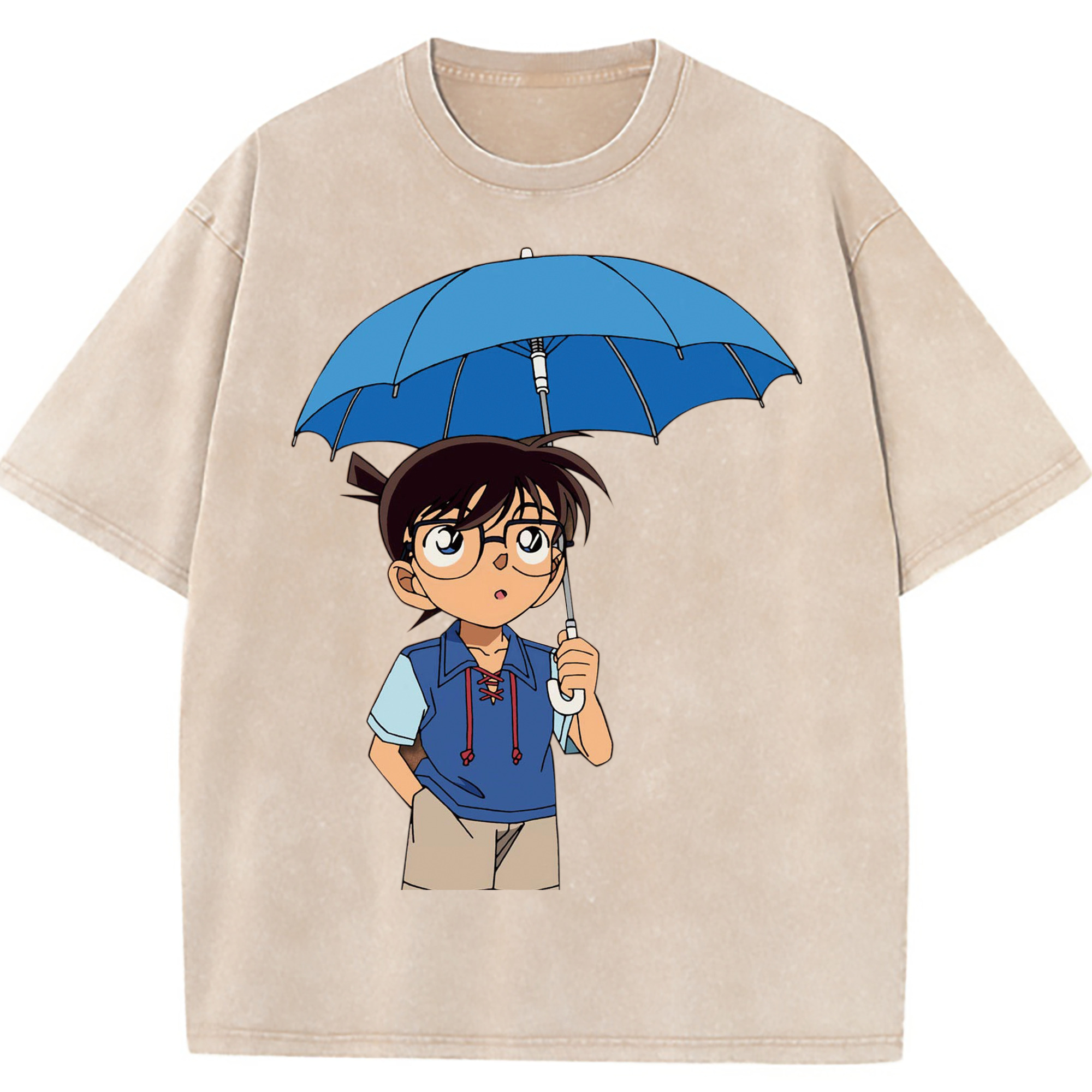 （画像用） 名探偵コナン 江戸川 コナン Detective Conan Conan Edogawa 綿100% ヴィンテージ風 半袖Tシャツ（フロントプリント）