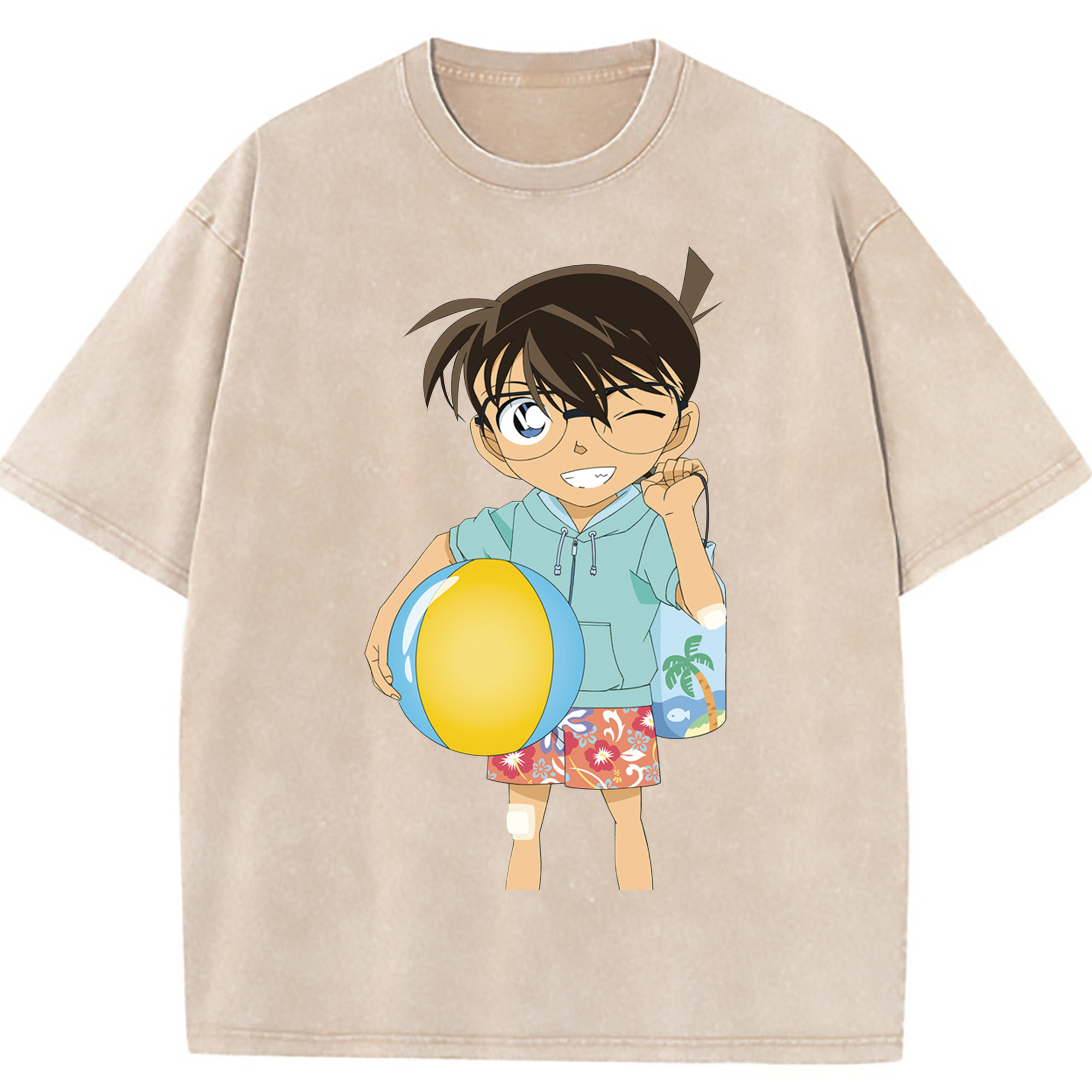 （画像用） 名探偵コナン 江戸川 コナン Detective Conan Conan Edogawa 綿100% ヴィンテージ風 半袖Tシャツ（フロントプリント）