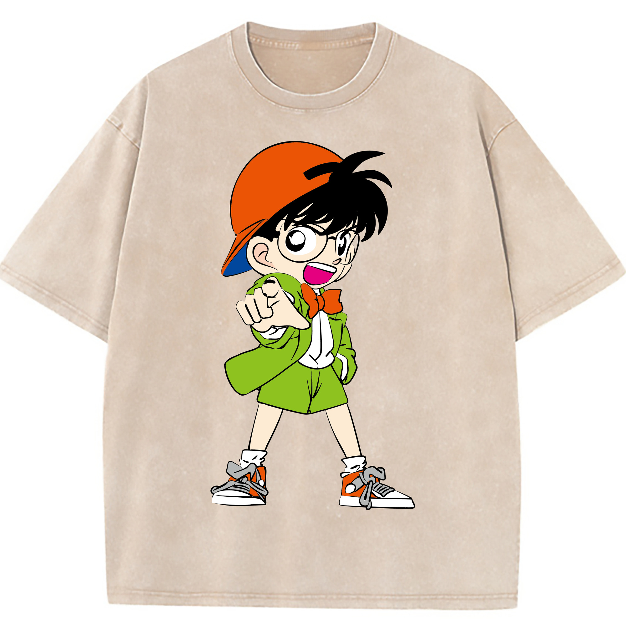 （画像用） 名探偵コナン 江戸川 コナン Detective Conan Conan Edogawa 綿100% ヴィンテージ風 半袖Tシャツ（フロントプリント）