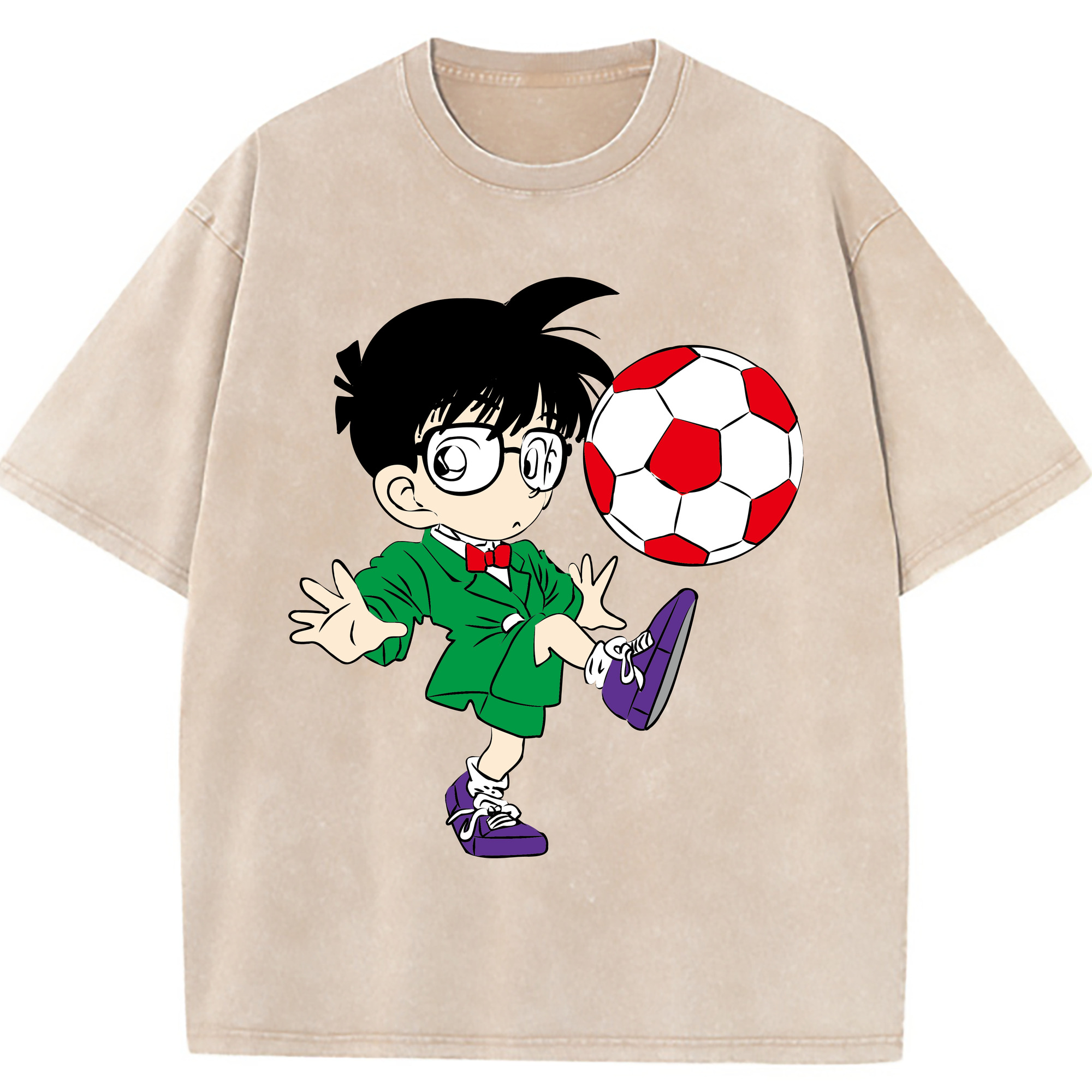 （画像用） 名探偵コナン 江戸川 コナン Detective Conan Conan Edogawa 綿100% ヴィンテージ風 半袖Tシャツ（フロントプリント）