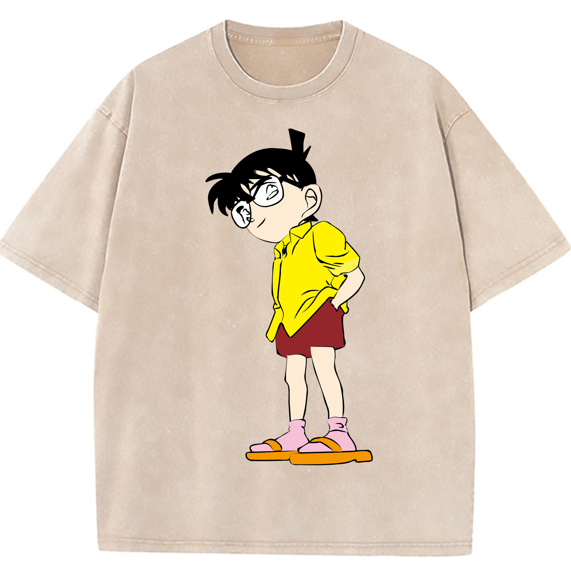 （画像用） 名探偵コナン 江戸川 コナン Detective Conan Conan Edogawa 綿100% ヴィンテージ風 半袖Tシャツ（フロントプリント）