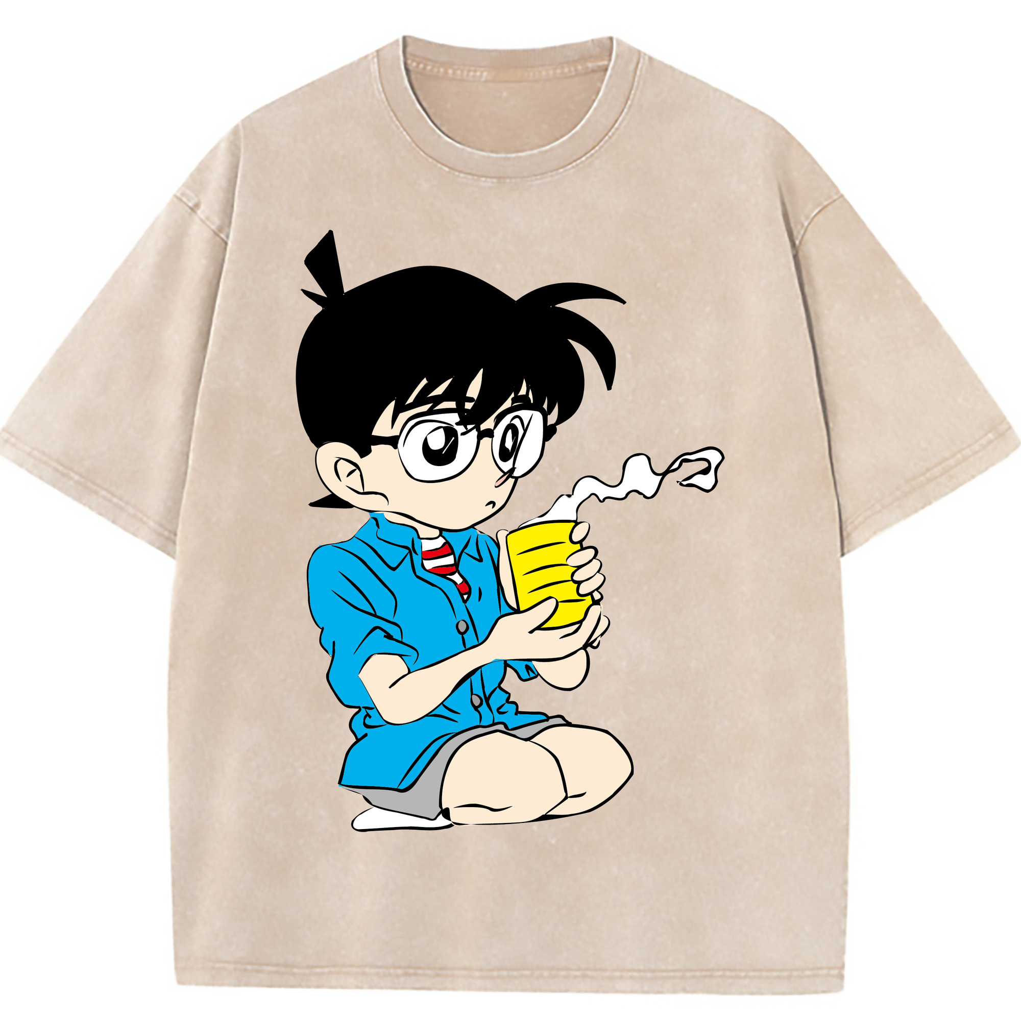 （画像用） 名探偵コナン 江戸川 コナン Detective Conan Conan Edogawa 綿100% ヴィンテージ風 半袖Tシャツ（フロントプリント）
