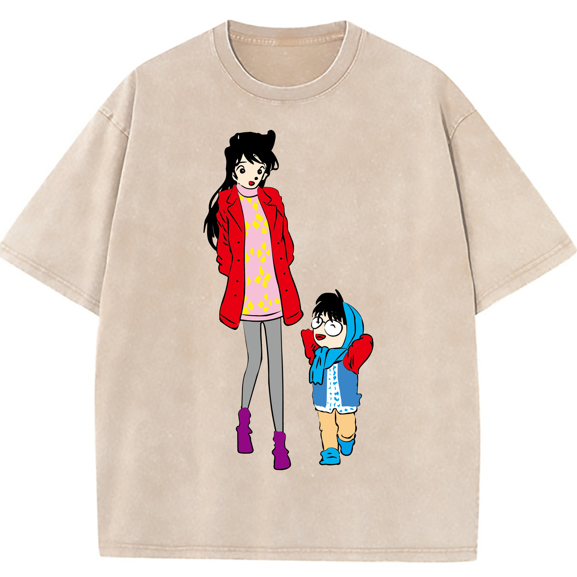 （画像用） 名探偵コナン 江戸川 コナン Detective Conan Conan Edogawa 綿100% ヴィンテージ風 半袖Tシャツ（フロントプリント）