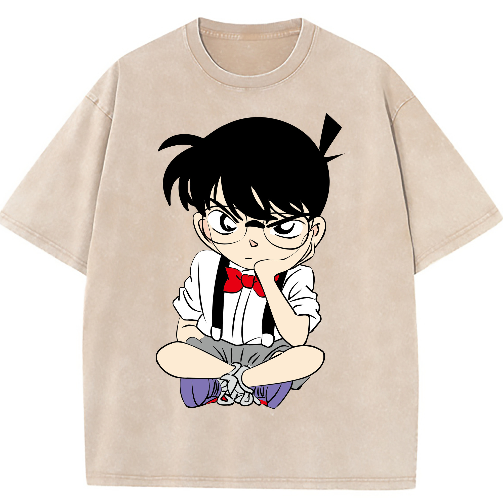 （画像用） 名探偵コナン 江戸川 コナン Detective Conan Conan Edogawa 綿100% ヴィンテージ風 半袖Tシャツ（フロントプリント）