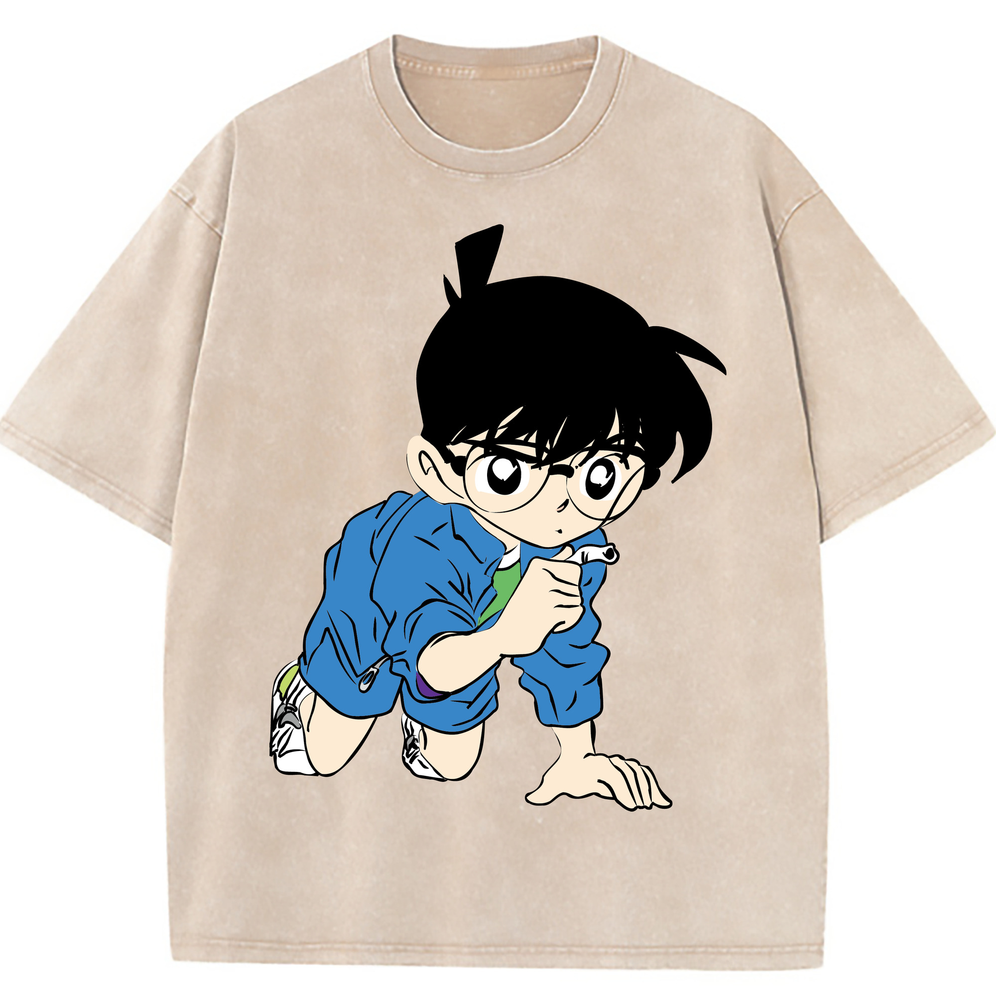 （画像用） 名探偵コナン 江戸川 コナン Detective Conan Conan Edogawa 綿100% ヴィンテージ風 半袖Tシャツ（フロントプリント）