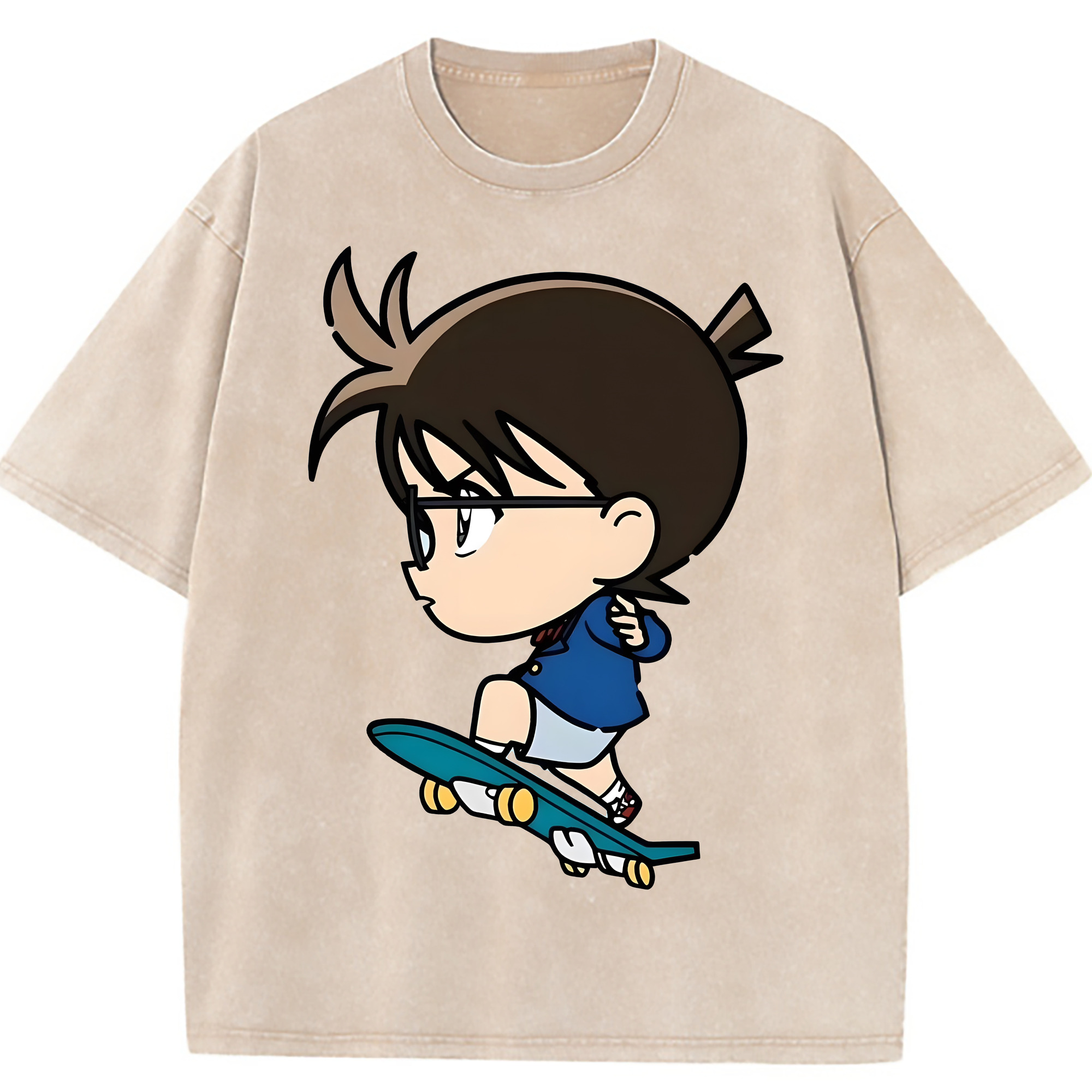 （画像用） 名探偵コナン 江戸川 コナン Detective Conan Conan Edogawa 綿100% ヴィンテージ風 半袖Tシャツ（フロントプリント）