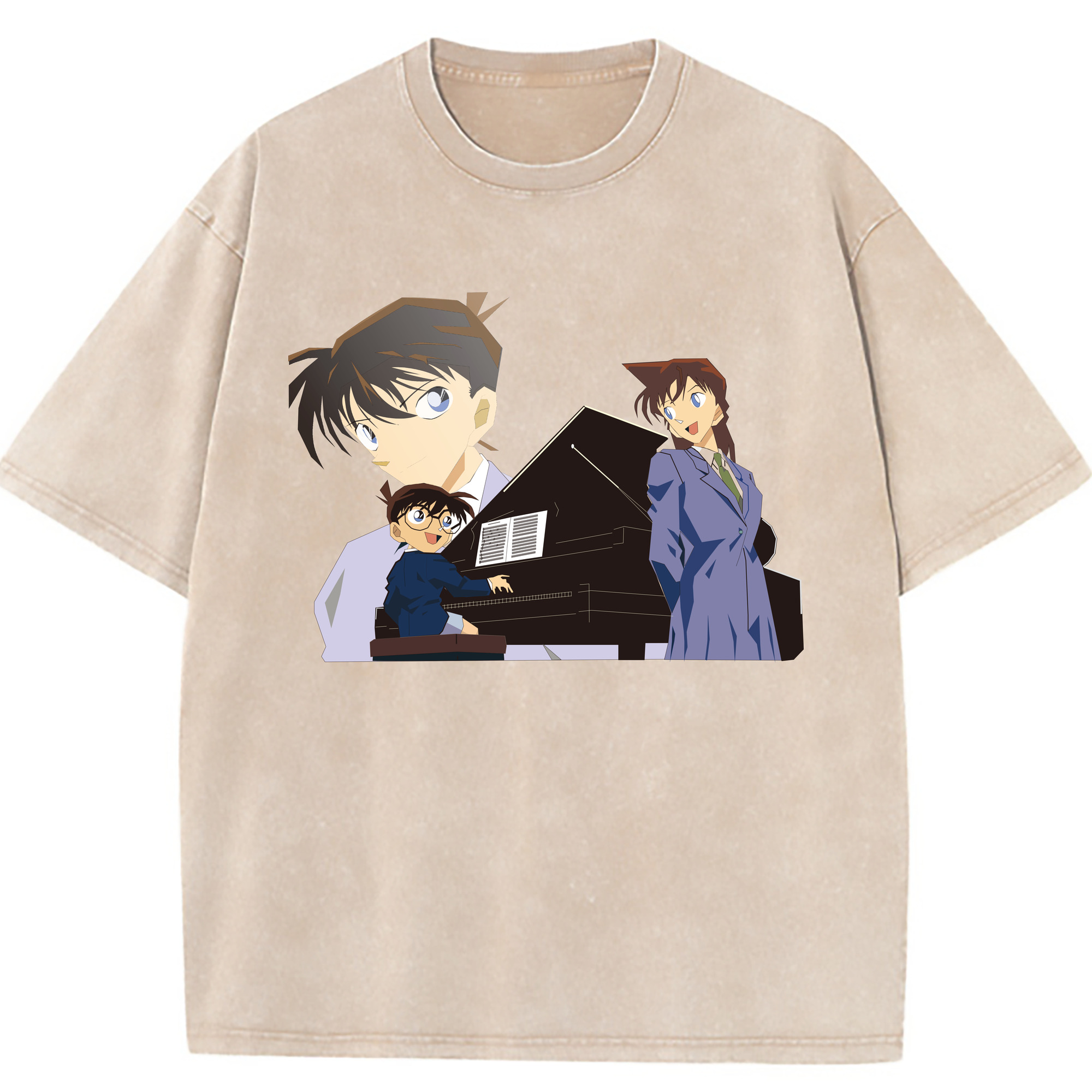 （画像用） 名探偵コナン 毛利 蘭 もうり らん、モーリ ラン Detective Conan Rachel Moore 綿100% ヴィンテージ風 半袖Tシャツ（フロントプリント）