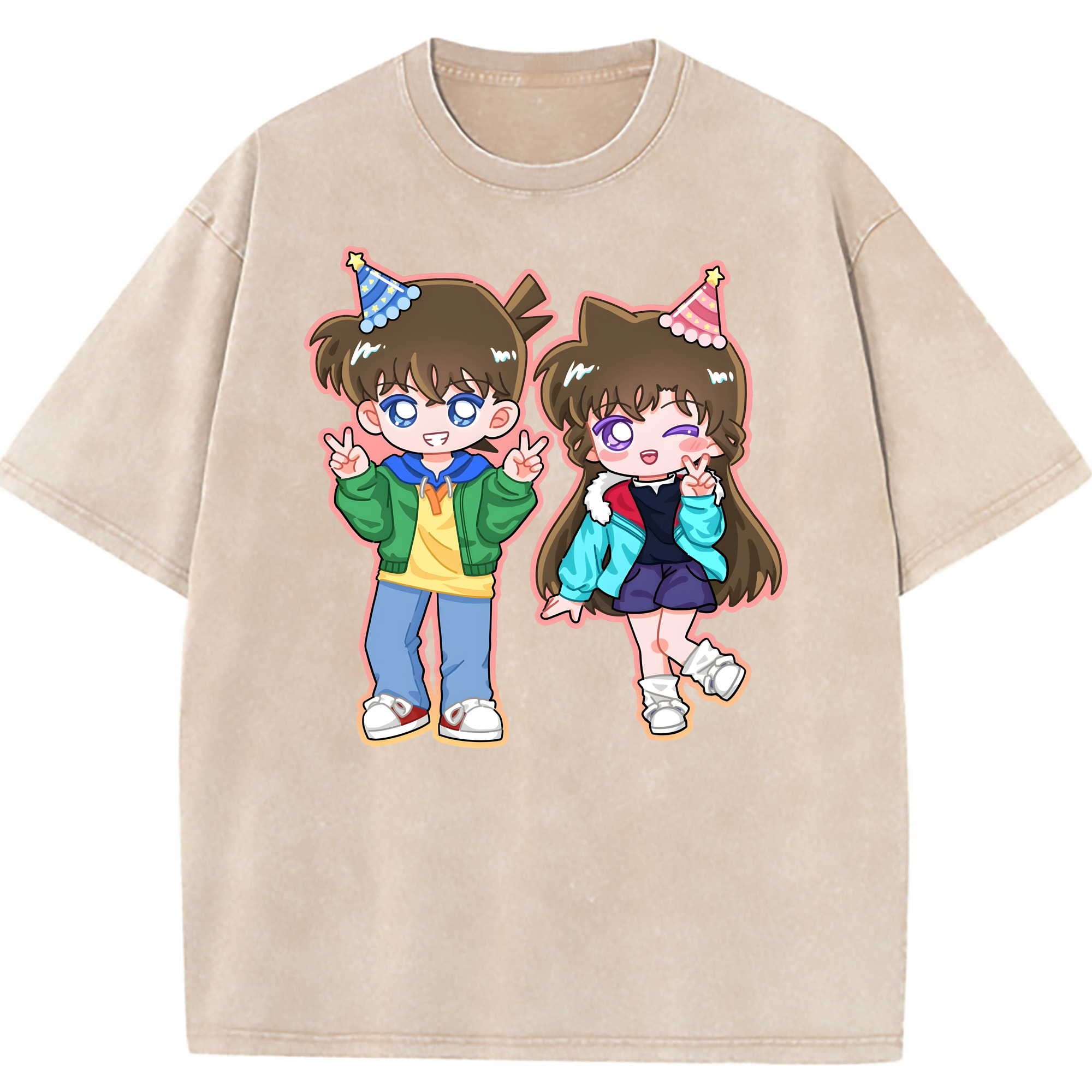 （画像用） 名探偵コナン 毛利 蘭 もうり らん、モーリ ラン Detective Conan Rachel Moore 綿100% ヴィンテージ風 半袖Tシャツ（フロントプリント）