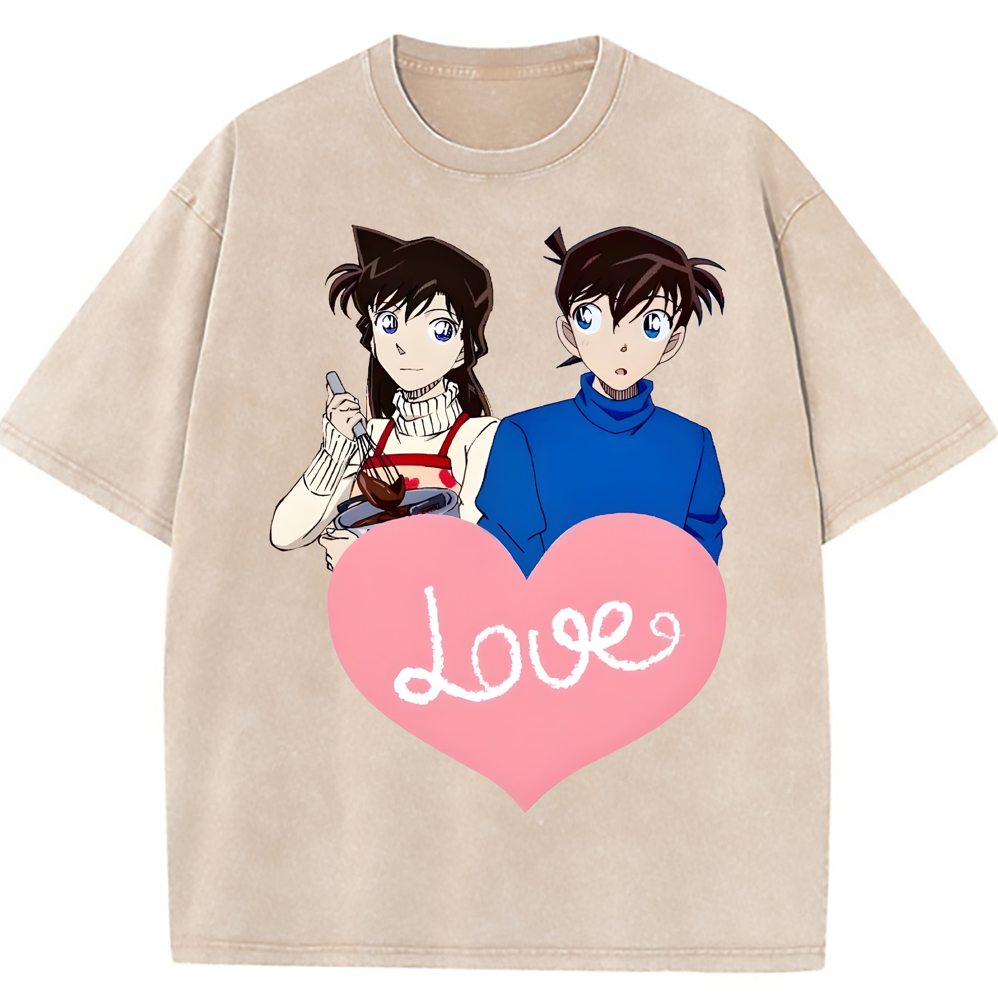 （画像用） 名探偵コナン 毛利 蘭 もうり らん、モーリ ラン Detective Conan Rachel Moore 綿100% ヴィンテージ風 半袖Tシャツ（フロントプリント）