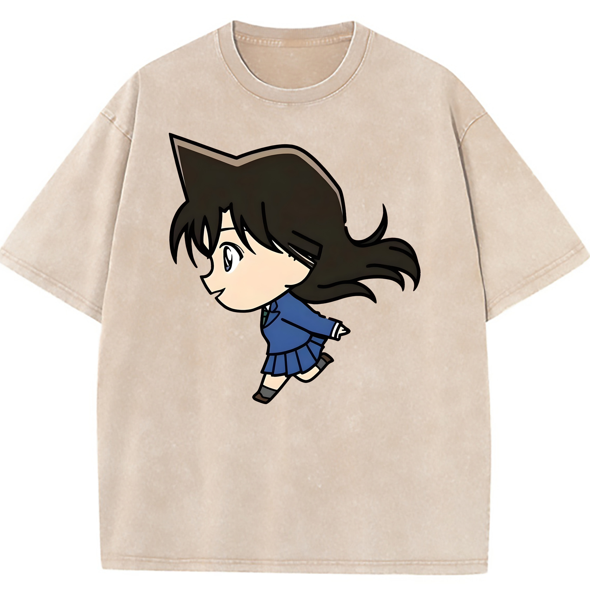 （画像用） 名探偵コナン 毛利 蘭 もうり らん、モーリ ラン Detective Conan Rachel Moore 綿100% ヴィンテージ風 半袖Tシャツ（フロントプリント）