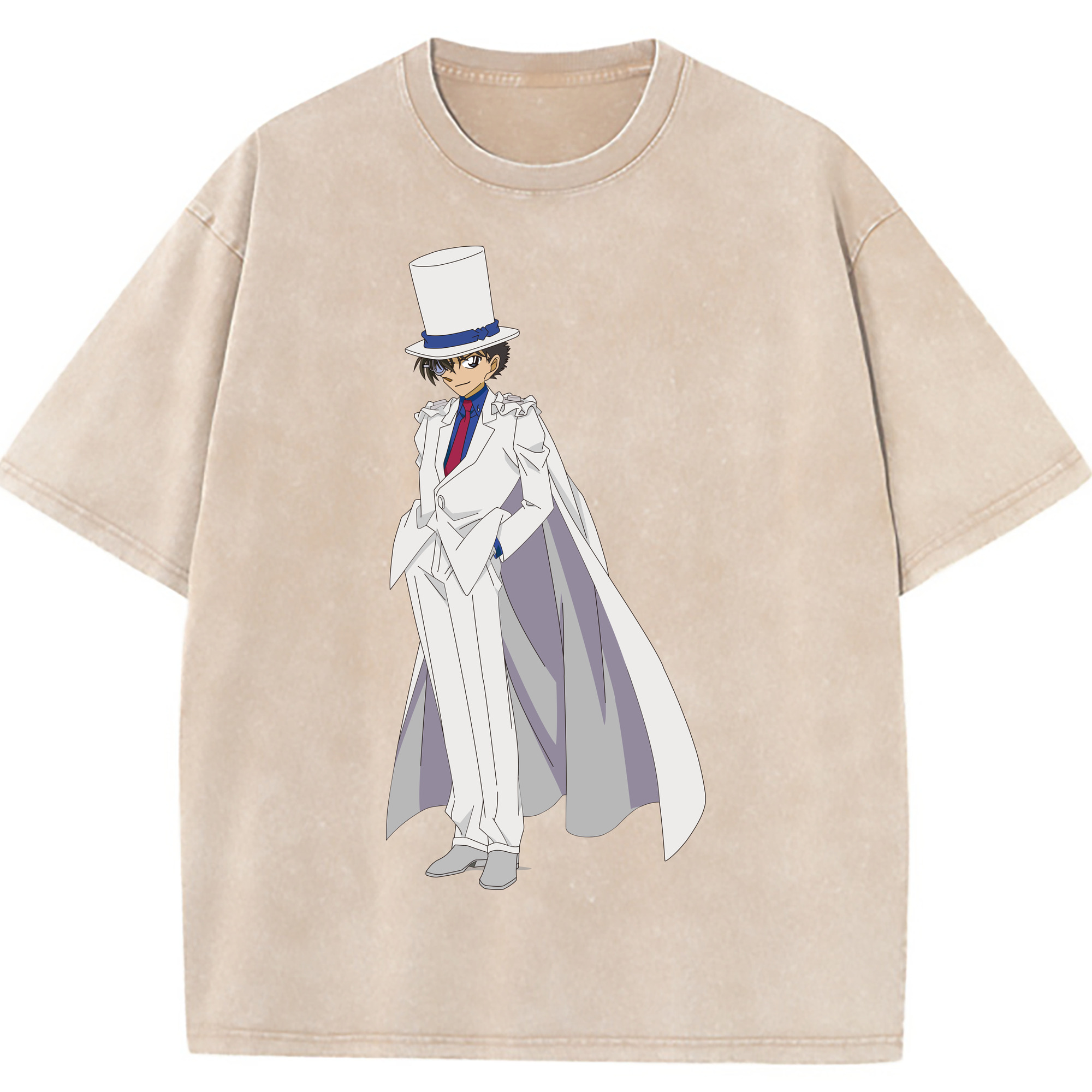 （画像用） 名探偵コナン くろば かいと Detective Conan Kuroba Kaito 綿100% ヴィンテージ風 半袖Tシャツ（フロントプリント）