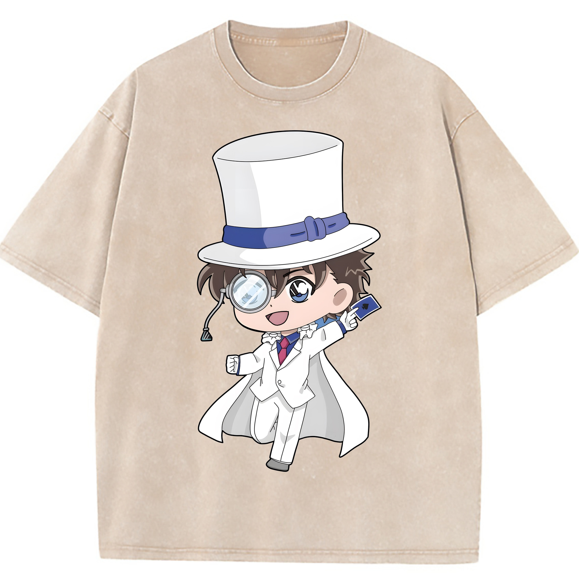 （画像用） 名探偵コナン くろば かいと Detective Conan Kuroba Kaito 綿100% ヴィンテージ風 半袖Tシャツ（フロントプリント）