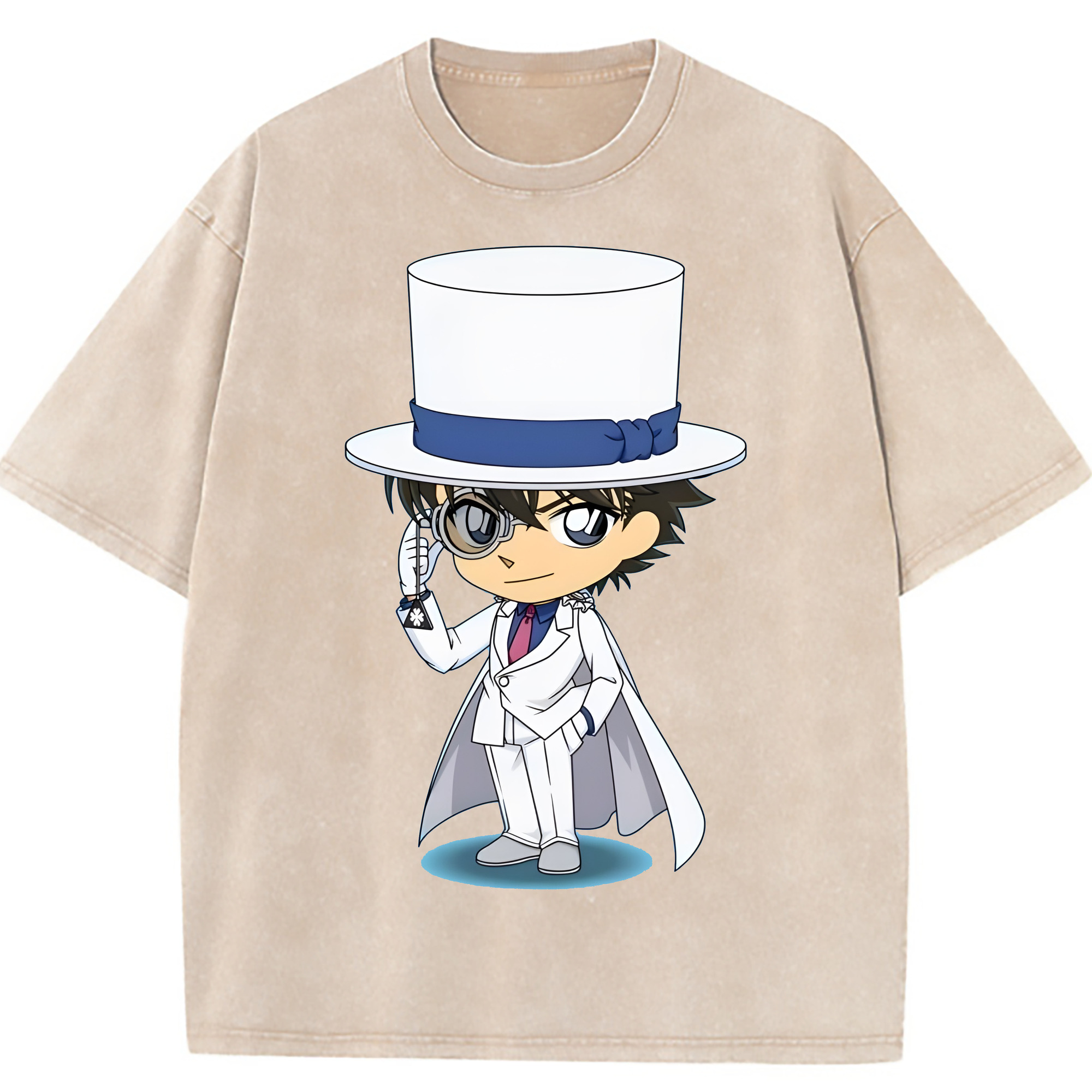 （画像用） 名探偵コナン くろば かいと Detective Conan Kuroba Kaito 綿100% ヴィンテージ風 半袖Tシャツ（フロントプリント）