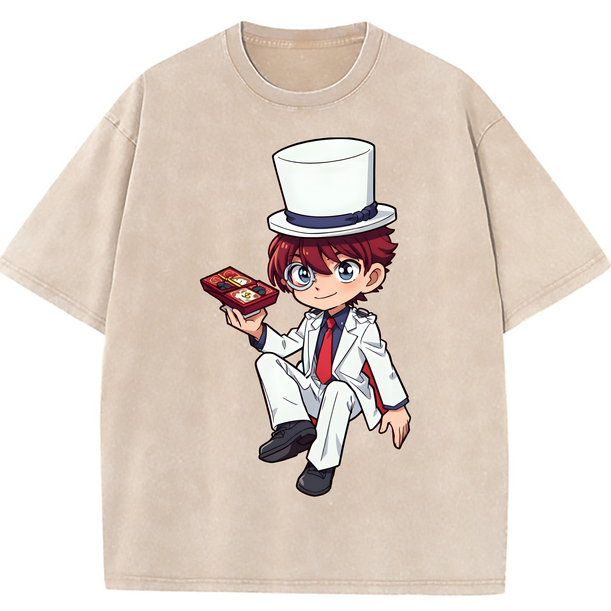 （画像用） 名探偵コナン くろば かいと Detective Conan Kuroba Kaito 綿100% ヴィンテージ風 半袖Tシャツ（フロントプリント）