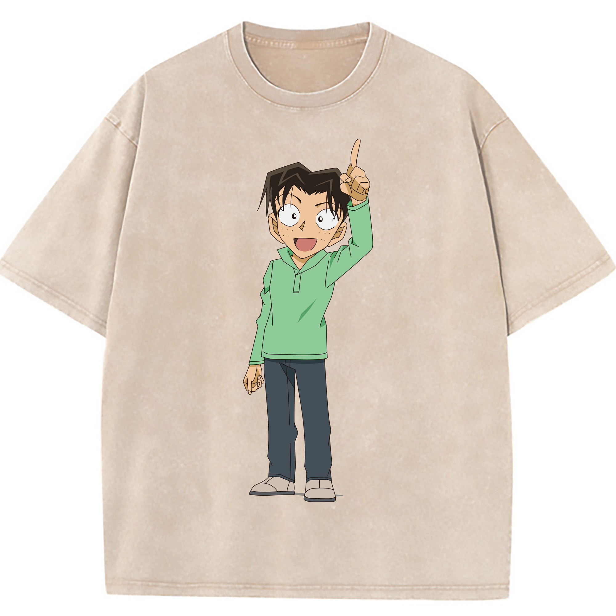 （画像用） 名探偵コナン 円谷 光彦 つぶらや みつひこ Detective Conan Mitch Tennyson 綿100% ヴィンテージ風 半袖Tシャツ（フロントプリント）