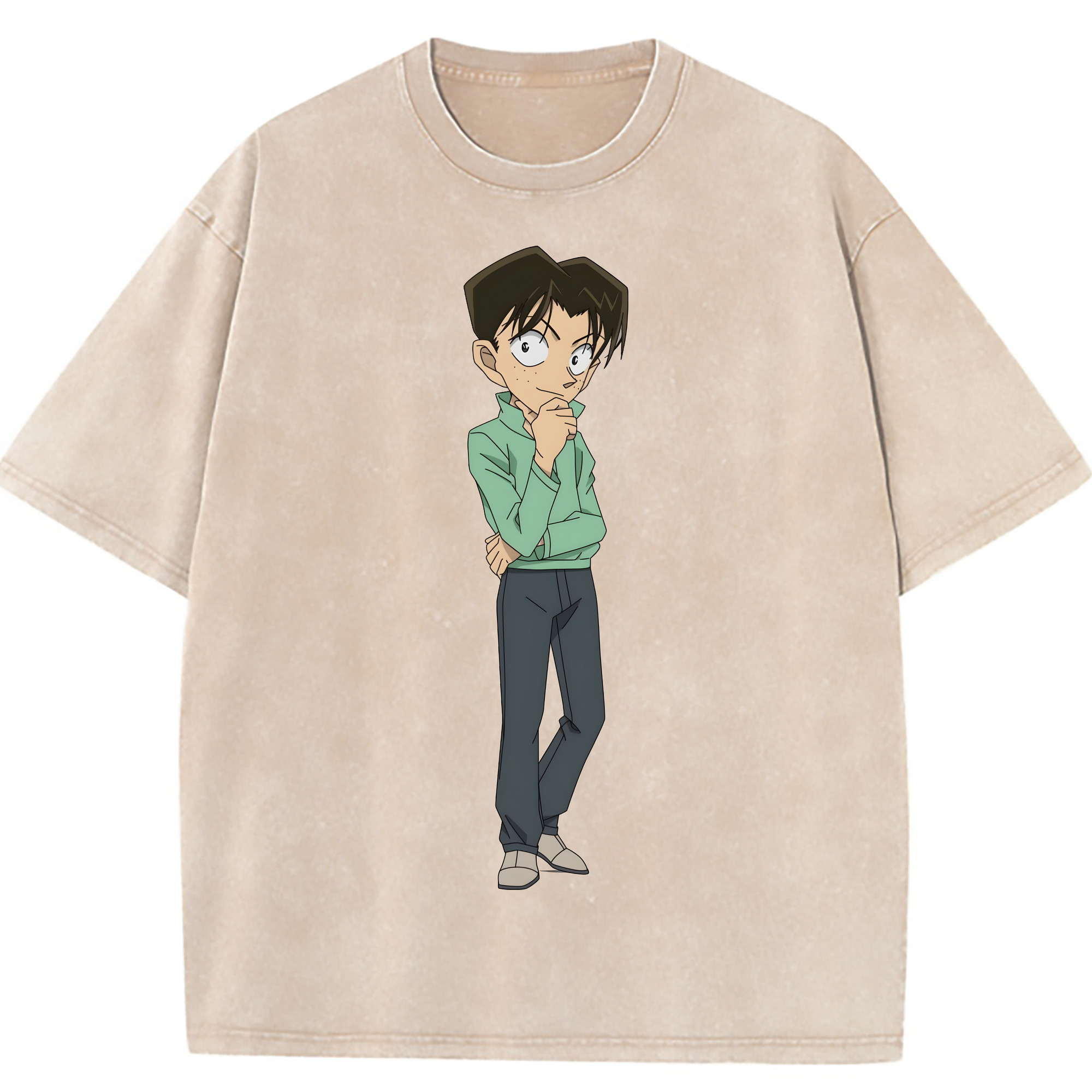 （画像用） 名探偵コナン 円谷 光彦 つぶらや みつひこ Detective Conan Mitch Tennyson 綿100% ヴィンテージ風 半袖Tシャツ（フロントプリント）