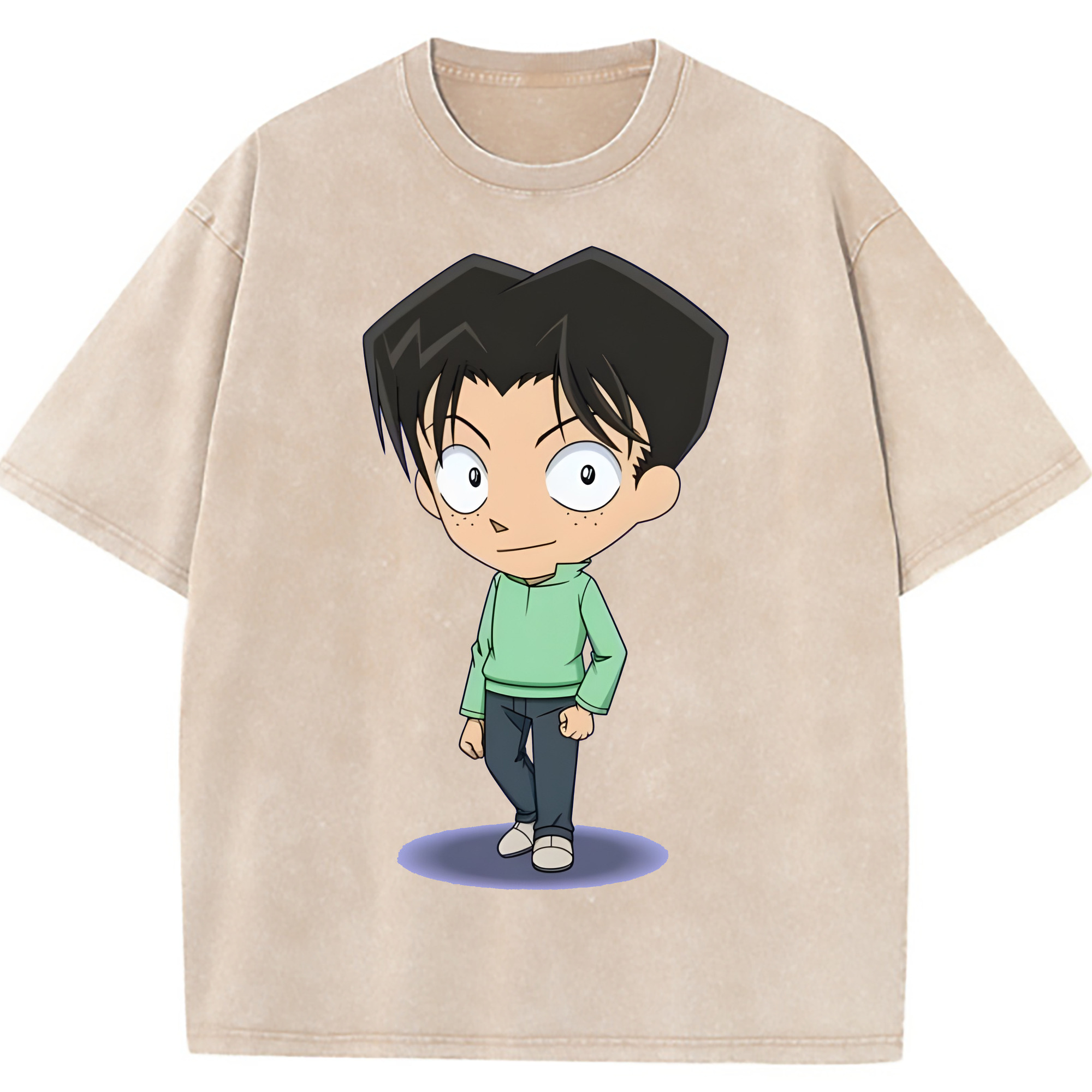 （画像用） 名探偵コナン 円谷 光彦 つぶらや みつひこ Detective Conan Mitch Tennyson 綿100% ヴィンテージ風 半袖Tシャツ（フロントプリント）