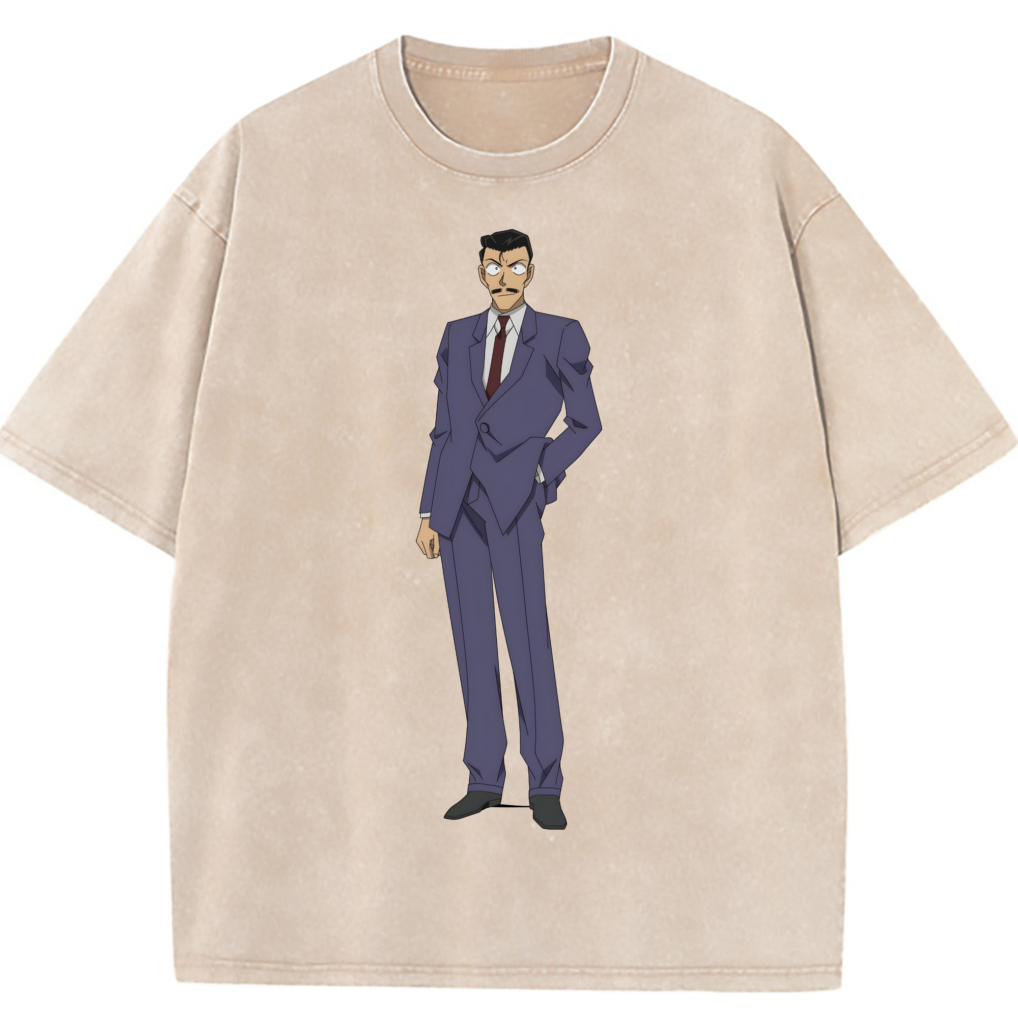 （画像用） 名探偵コナン 毛利 小五郎 もうり こごろう Detective Conan 綿100% ヴィンテージ風 半袖Tシャツ（フロントプリント）