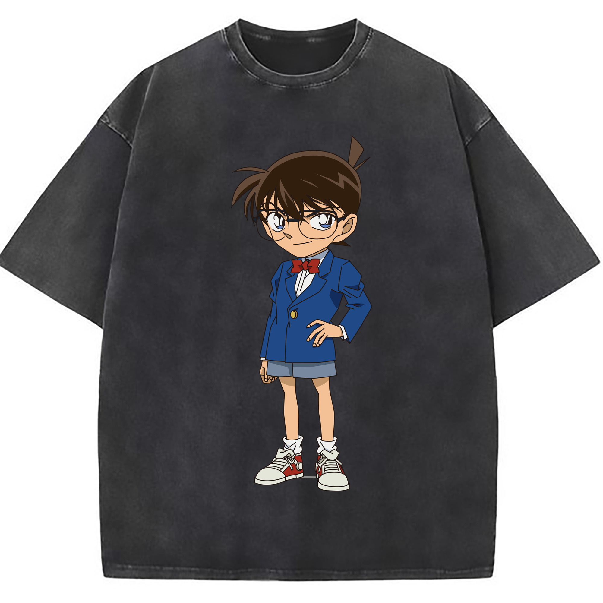 （画像用） 名探偵コナン 江戸川 コナン Detective Conan Conan Edogawa 綿100% ヴィンテージ風 半袖Tシャツ（フロントプリント）